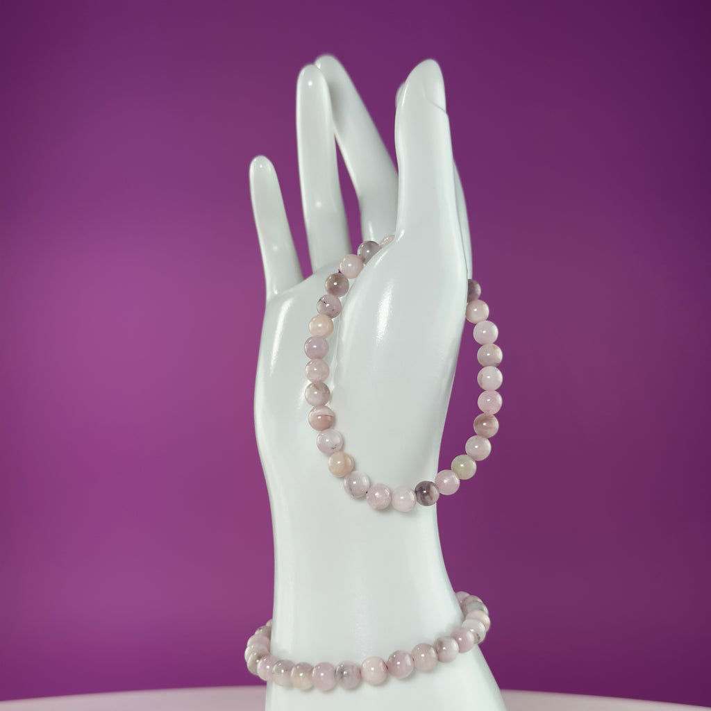Kunzite Bracelet 6mm Natural Pink Gemstone Stretch Bracelet