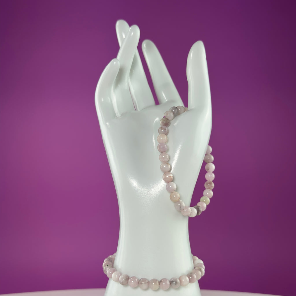 Kunzite Bracelet 6mm Natural Pink Gemstone Stretch Bracelet