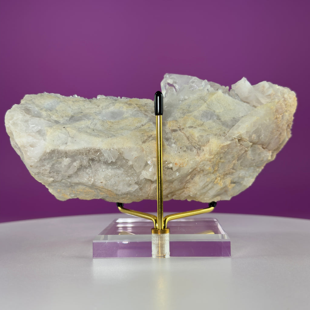 Tibet Quartz Cluster with Gold Metal Acrylic Display Stand
