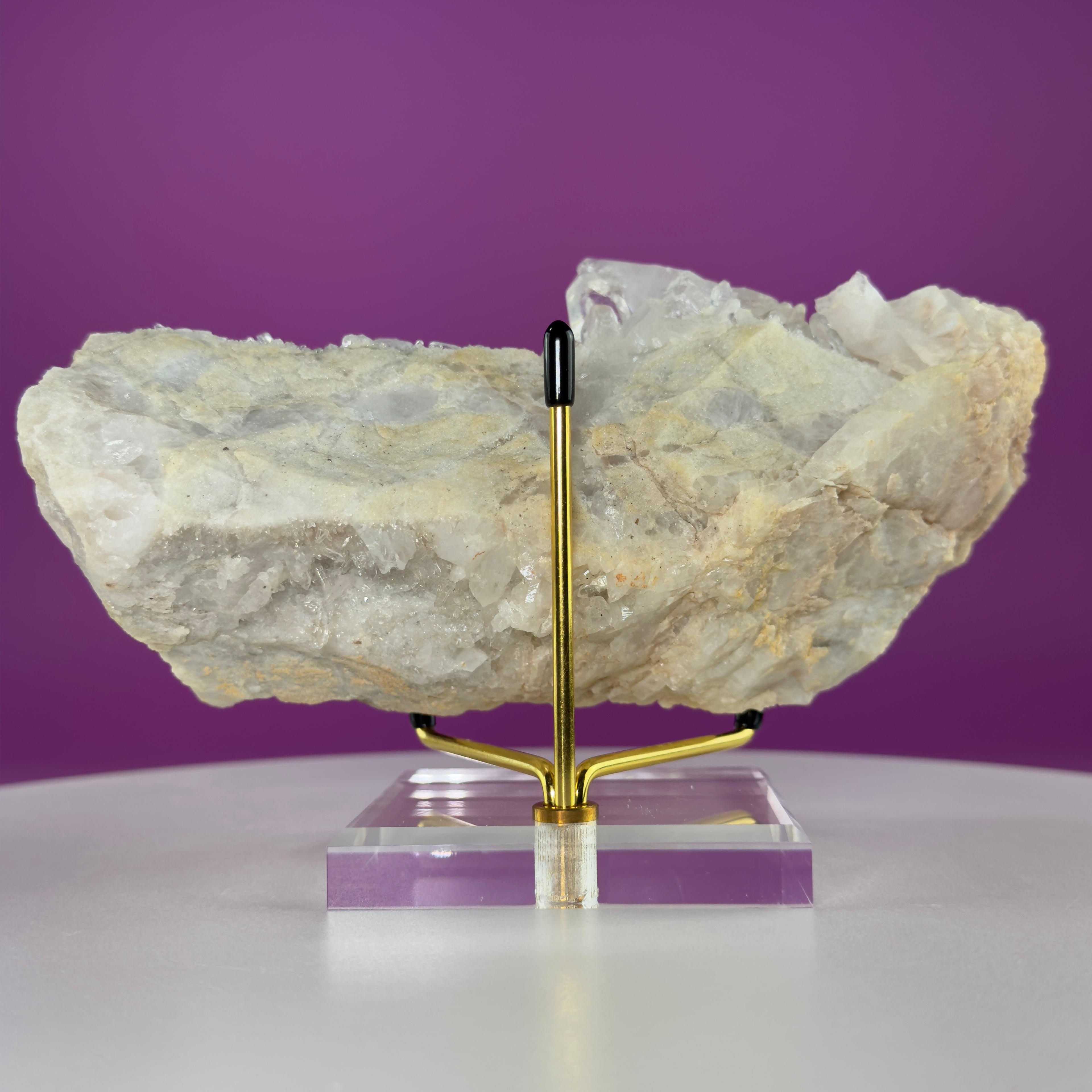 Tibet Quartz Cluster with Gold Metal Acrylic Display Stand