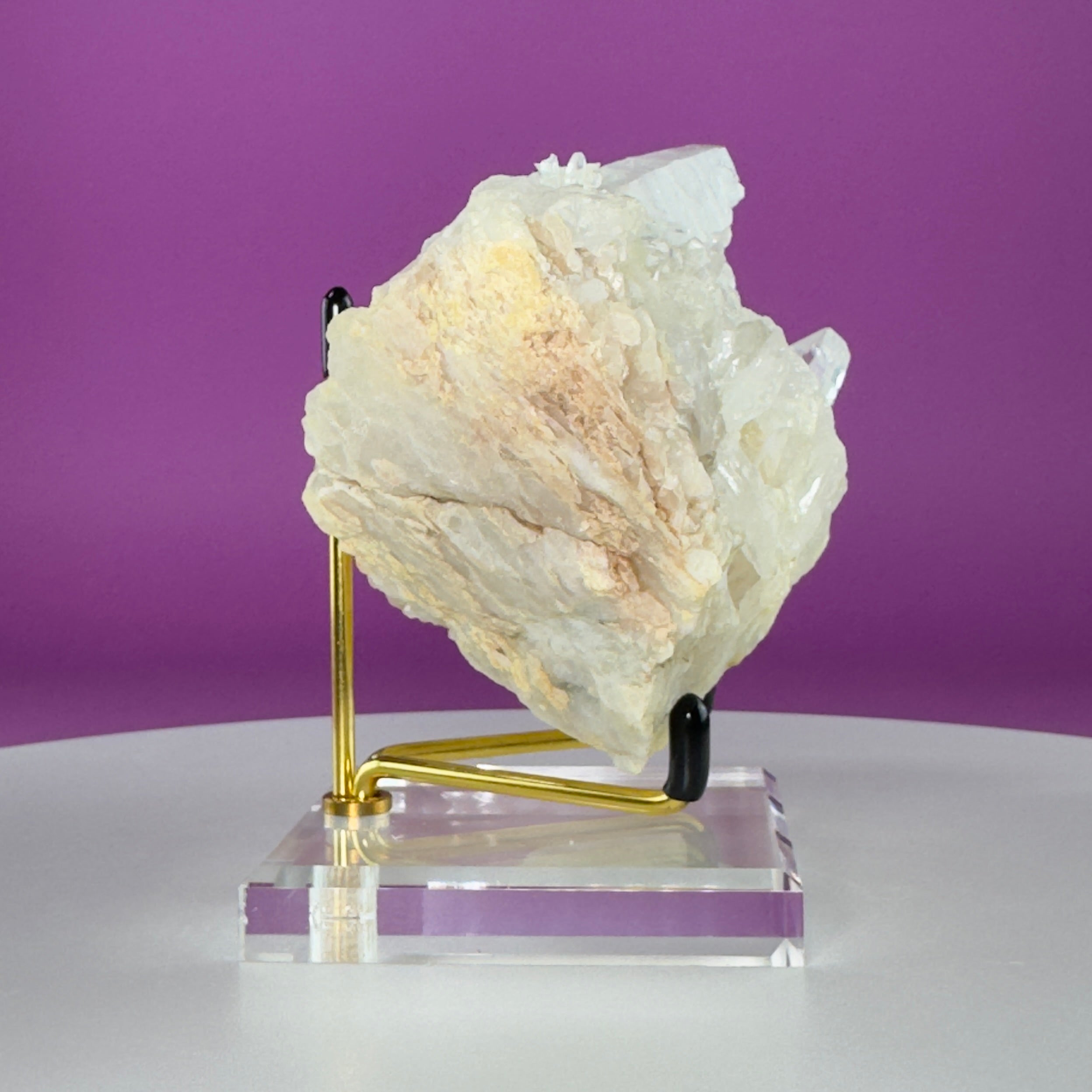 Tibet Quartz Cluster with Gold Metal Acrylic Display Stand