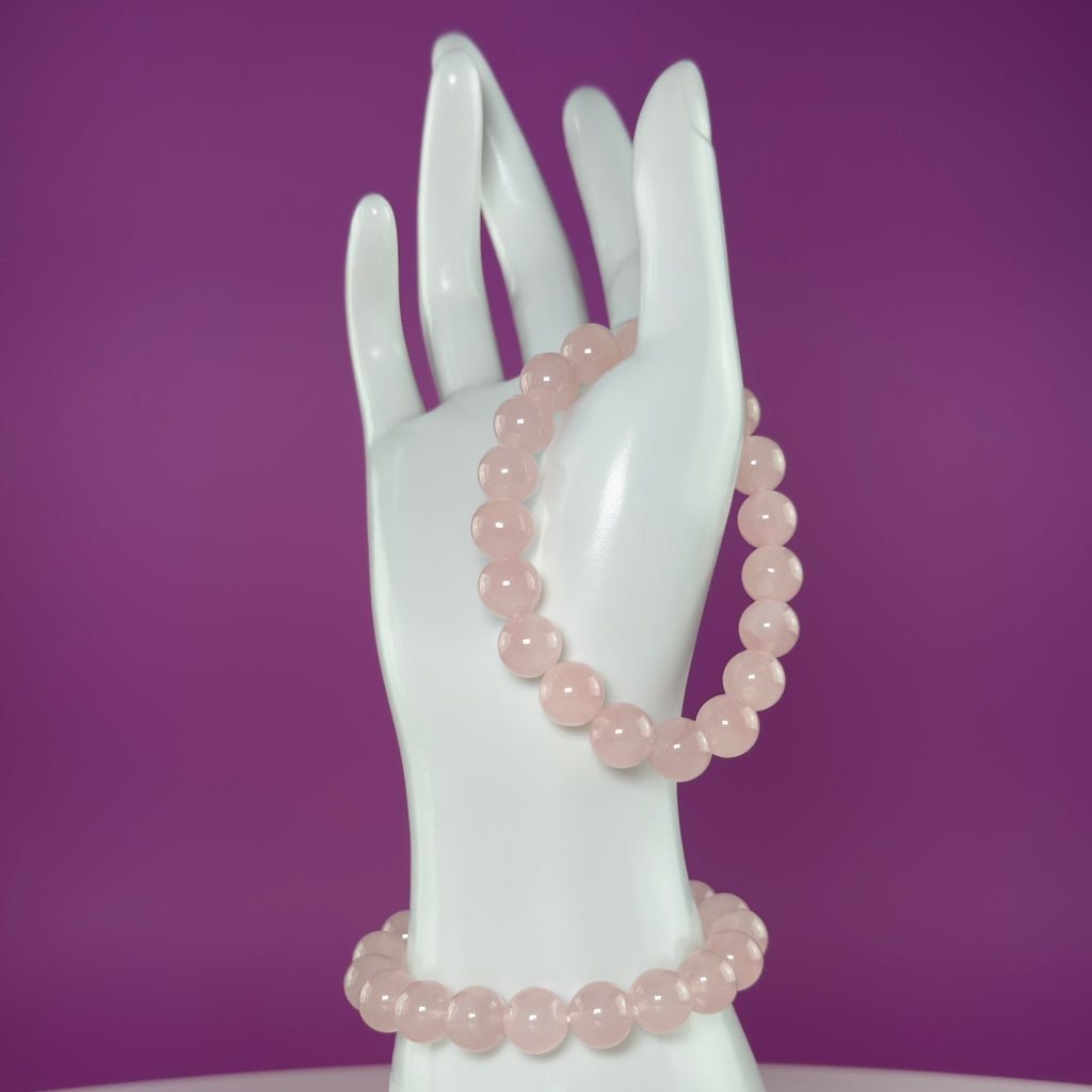 Rose Quartz Bracelet 10mm Beads, Natural Crystal Bracelet
