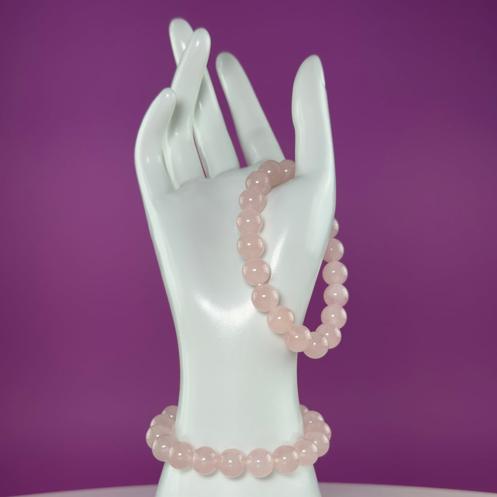 Rose Quartz Bracelet 10mm Beads, Natural Crystal Bracelet