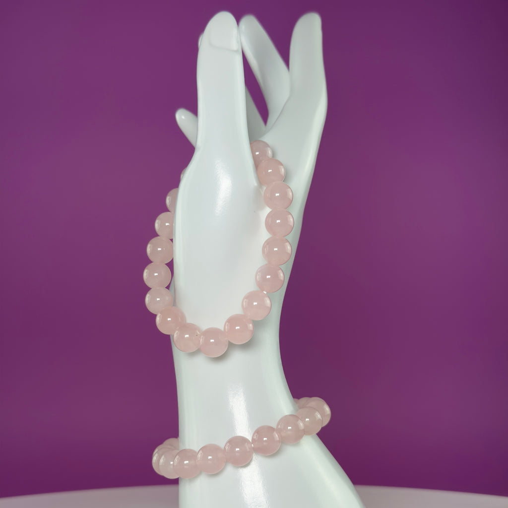 Rose Quartz Bracelet 10mm Beads, Natural Crystal Bracelet