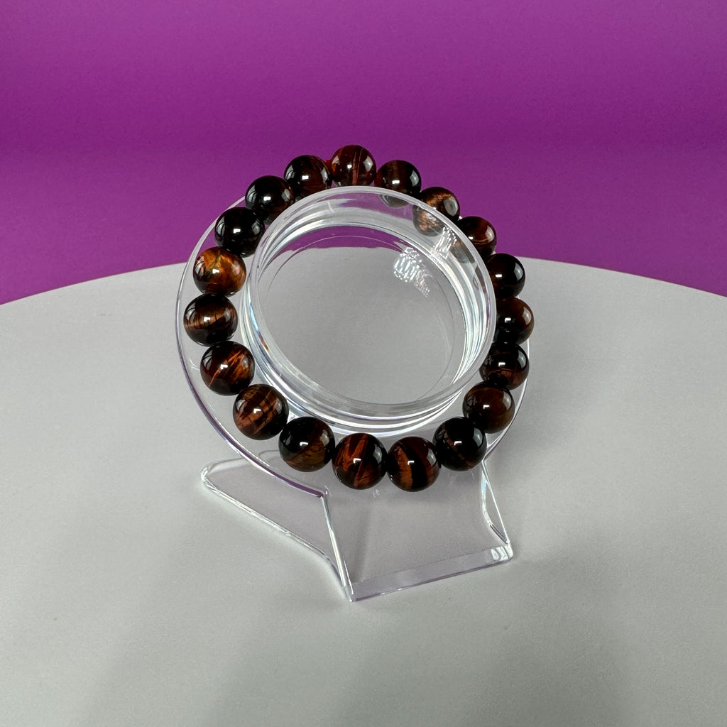 Red Tiger Eye Bracelet - 10 Millimeter Beads