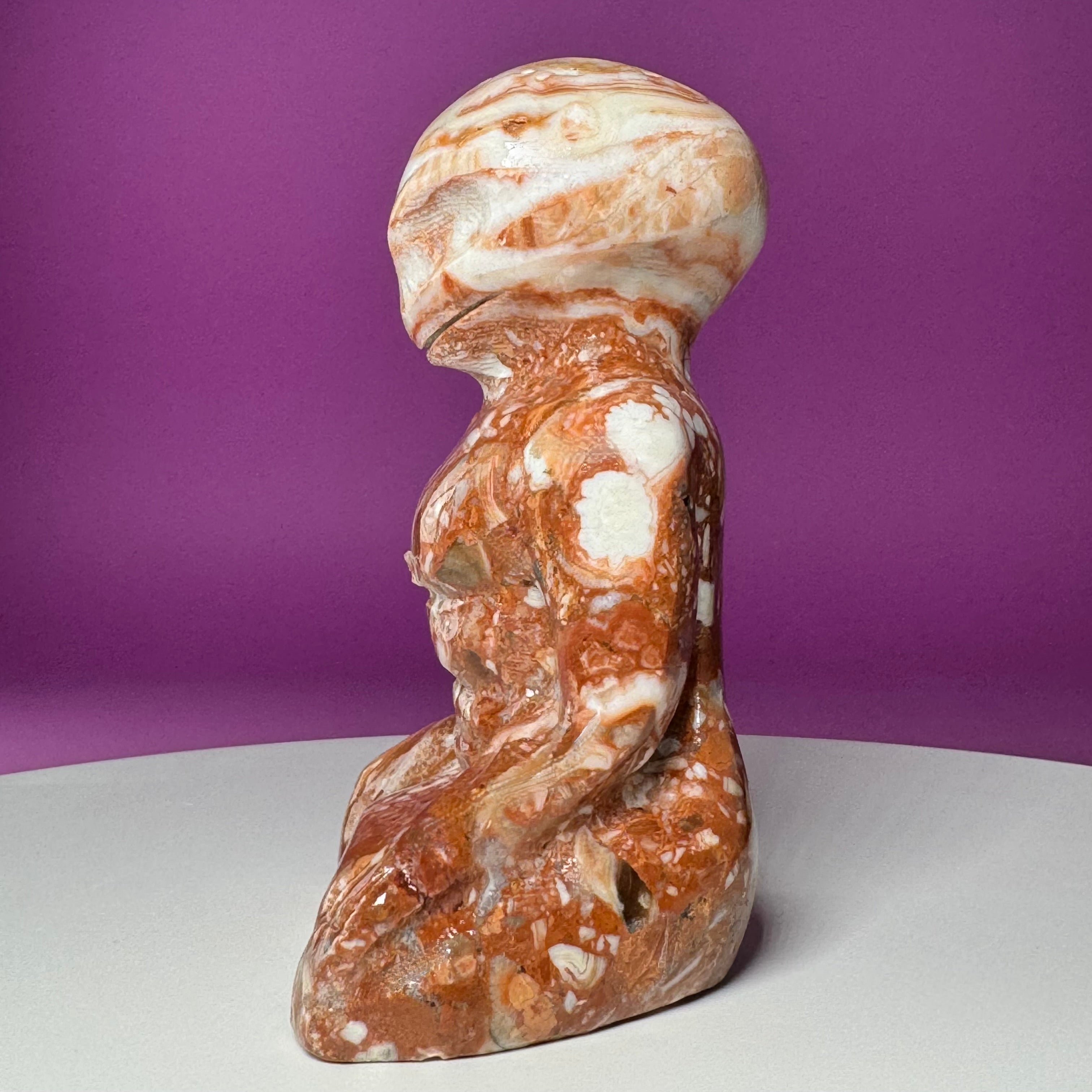 Chocolate Calcite Yoga Alien Carving | Meditation Crystal Statue