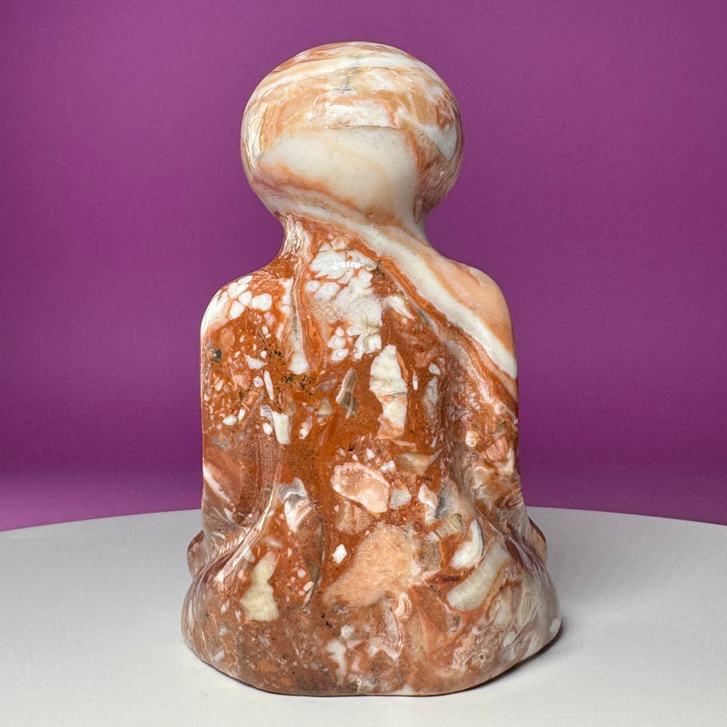 Chocolate Calcite Yoga Alien Carving | Meditation Crystal Statue