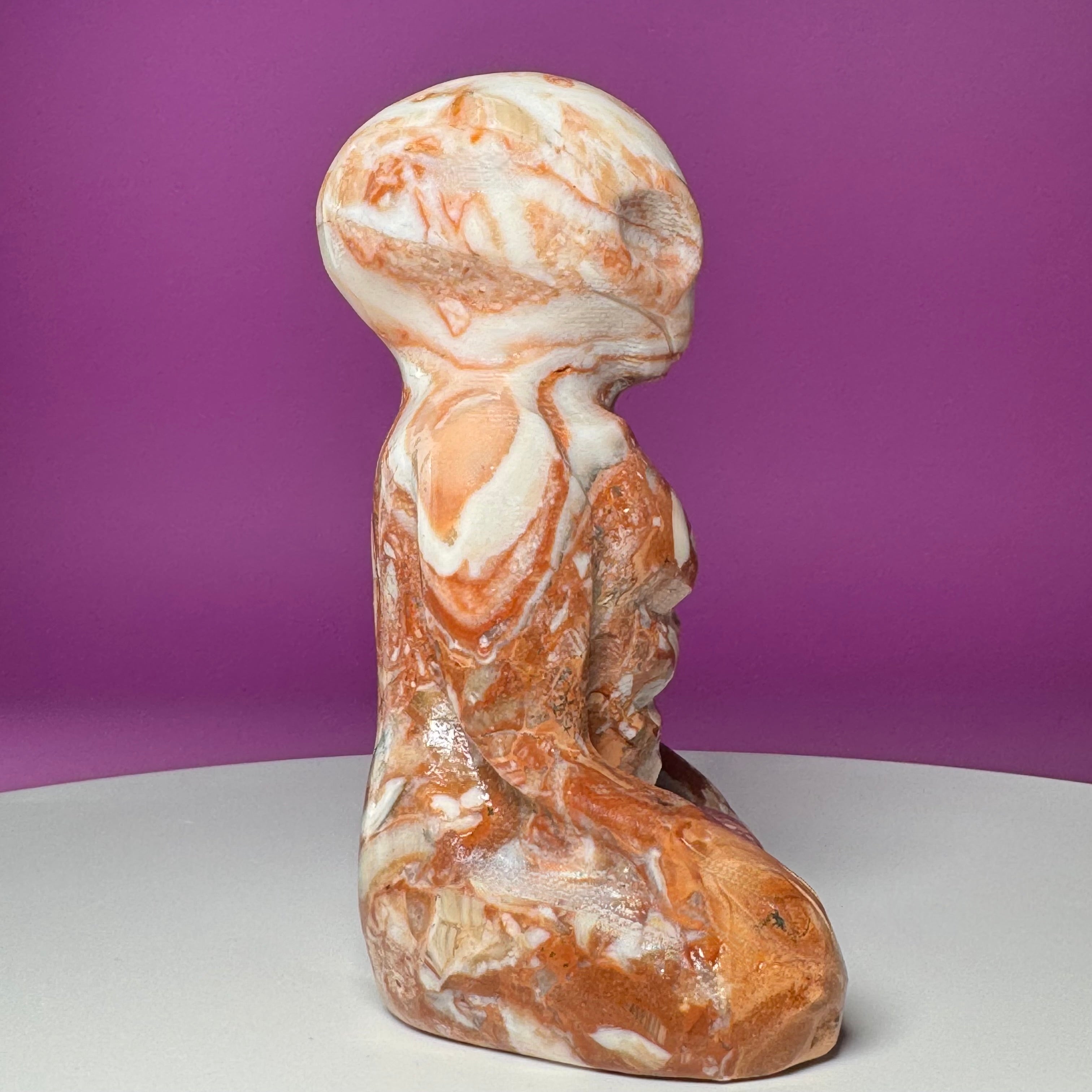 Chocolate Calcite Yoga Alien Carving | Meditation Crystal Statue