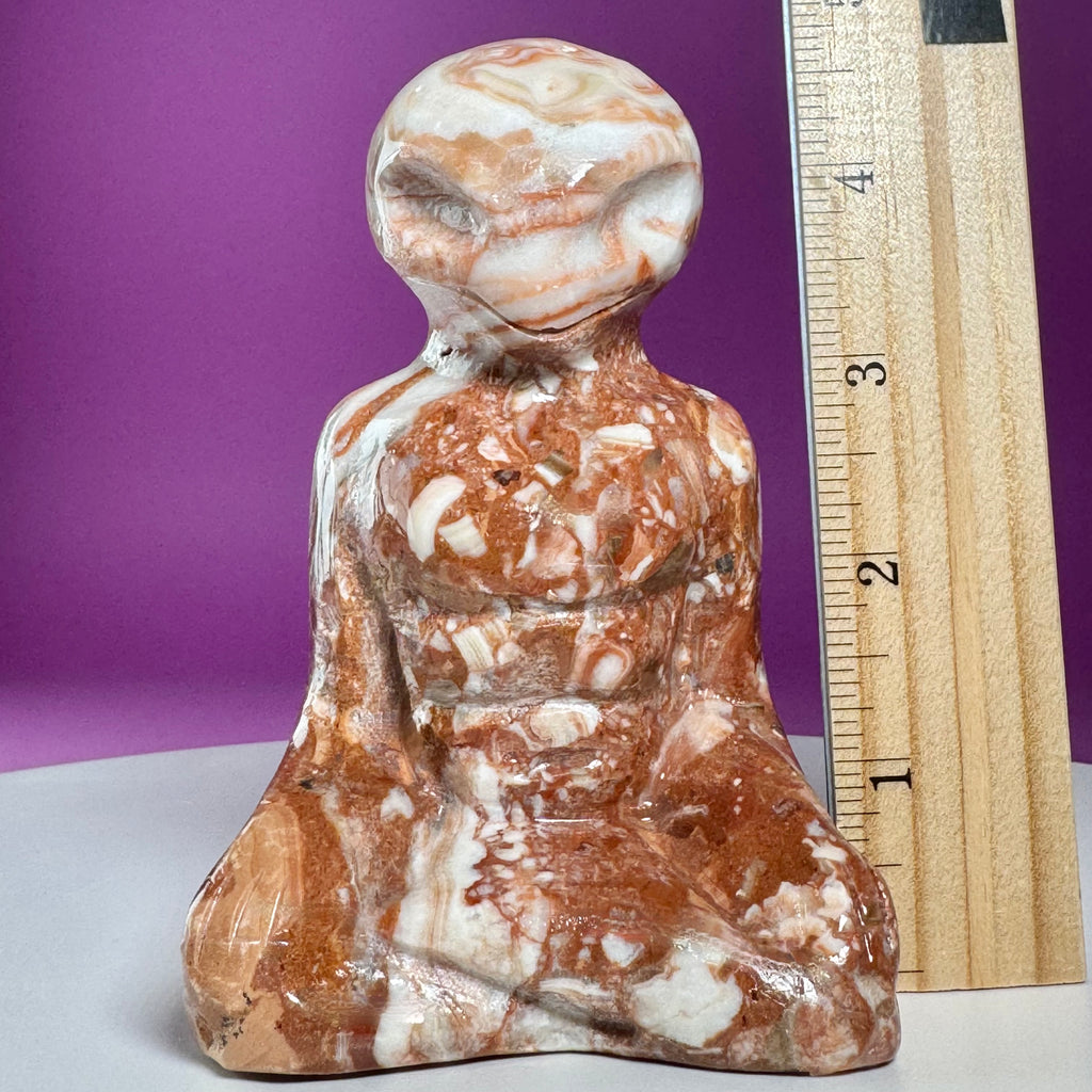 Chocolate Calcite Yoga Alien Carving | Meditation Crystal Statue