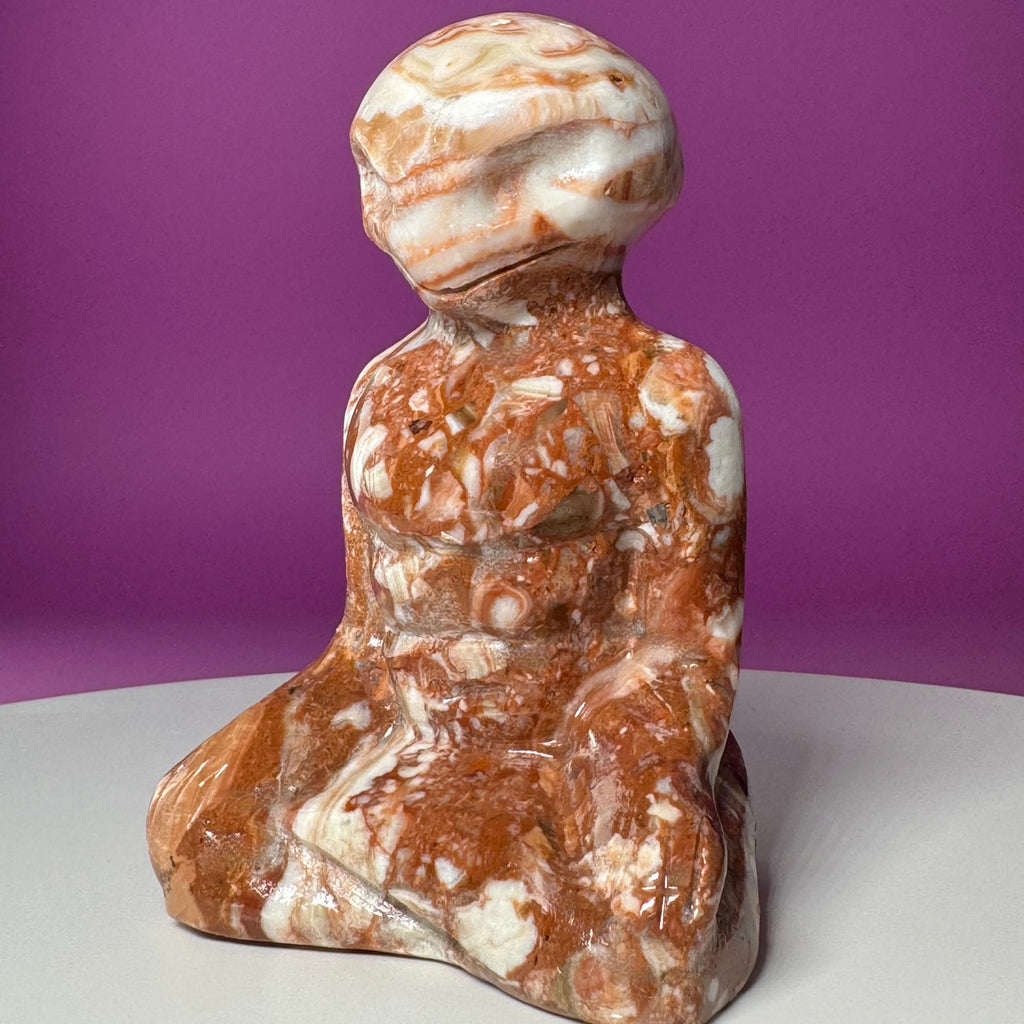 Chocolate Calcite Yoga Alien Carving | Meditation Crystal Statue