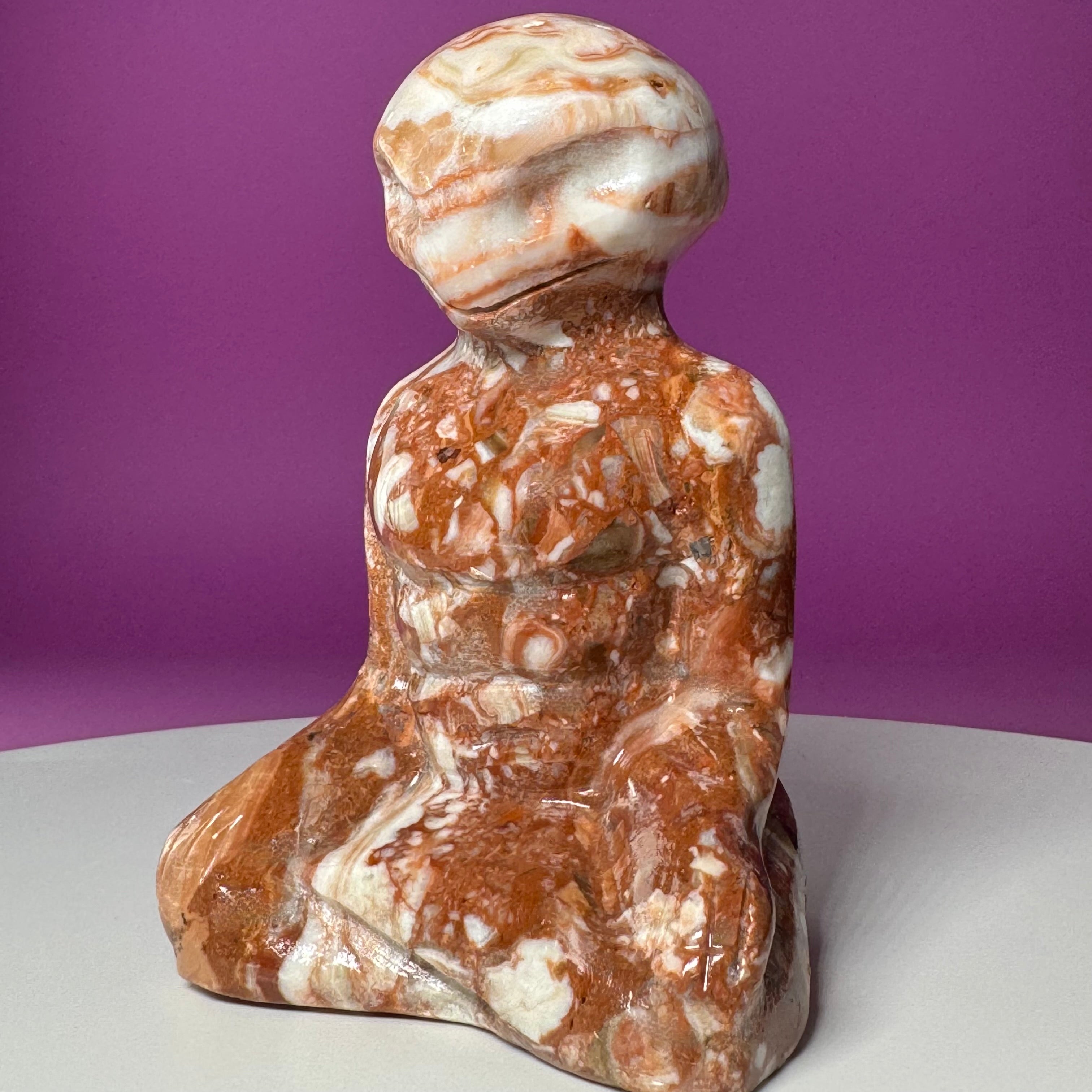 Chocolate Calcite Yoga Alien Carving | Meditation Crystal Statue