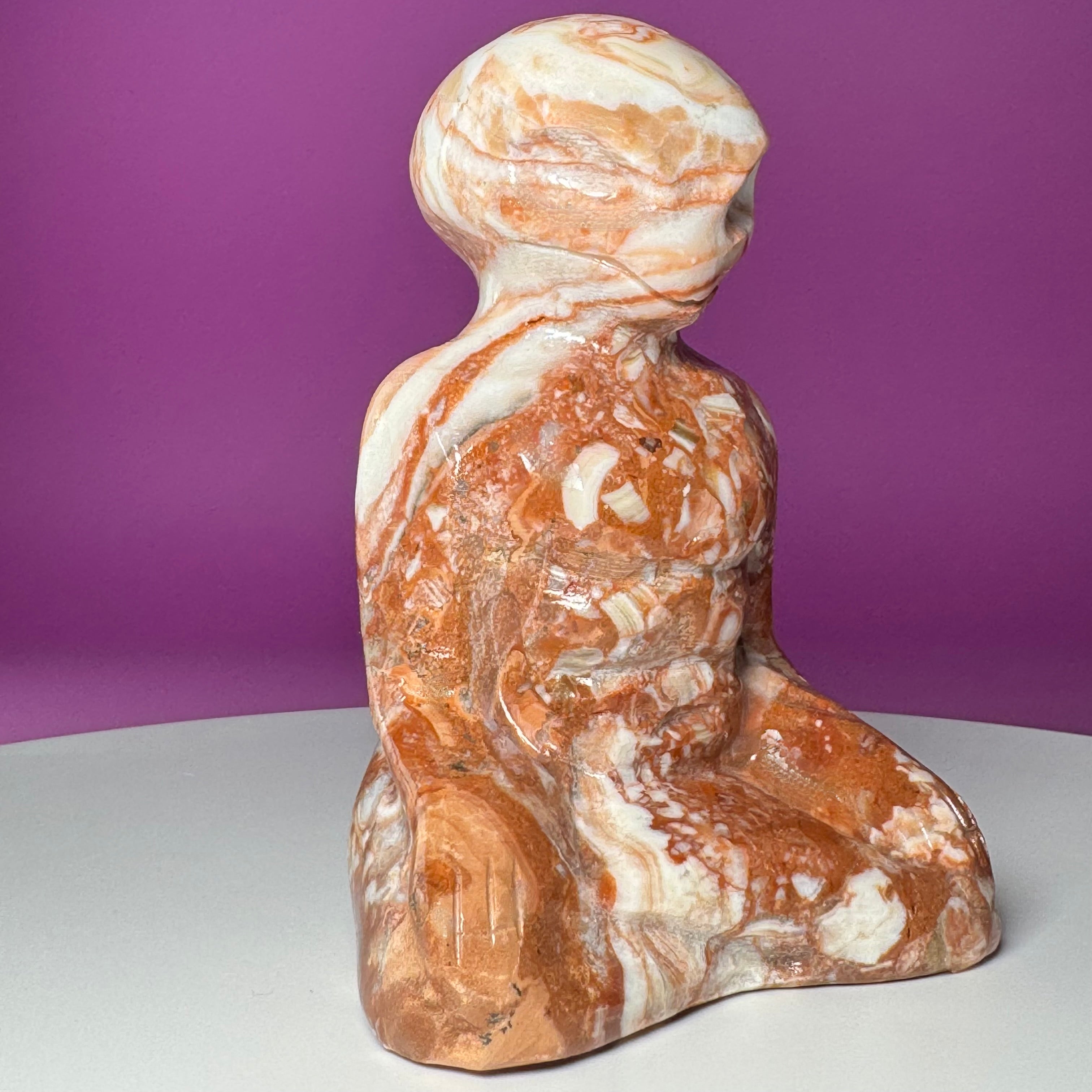 Chocolate Calcite Yoga Alien Carving | Meditation Crystal Statue