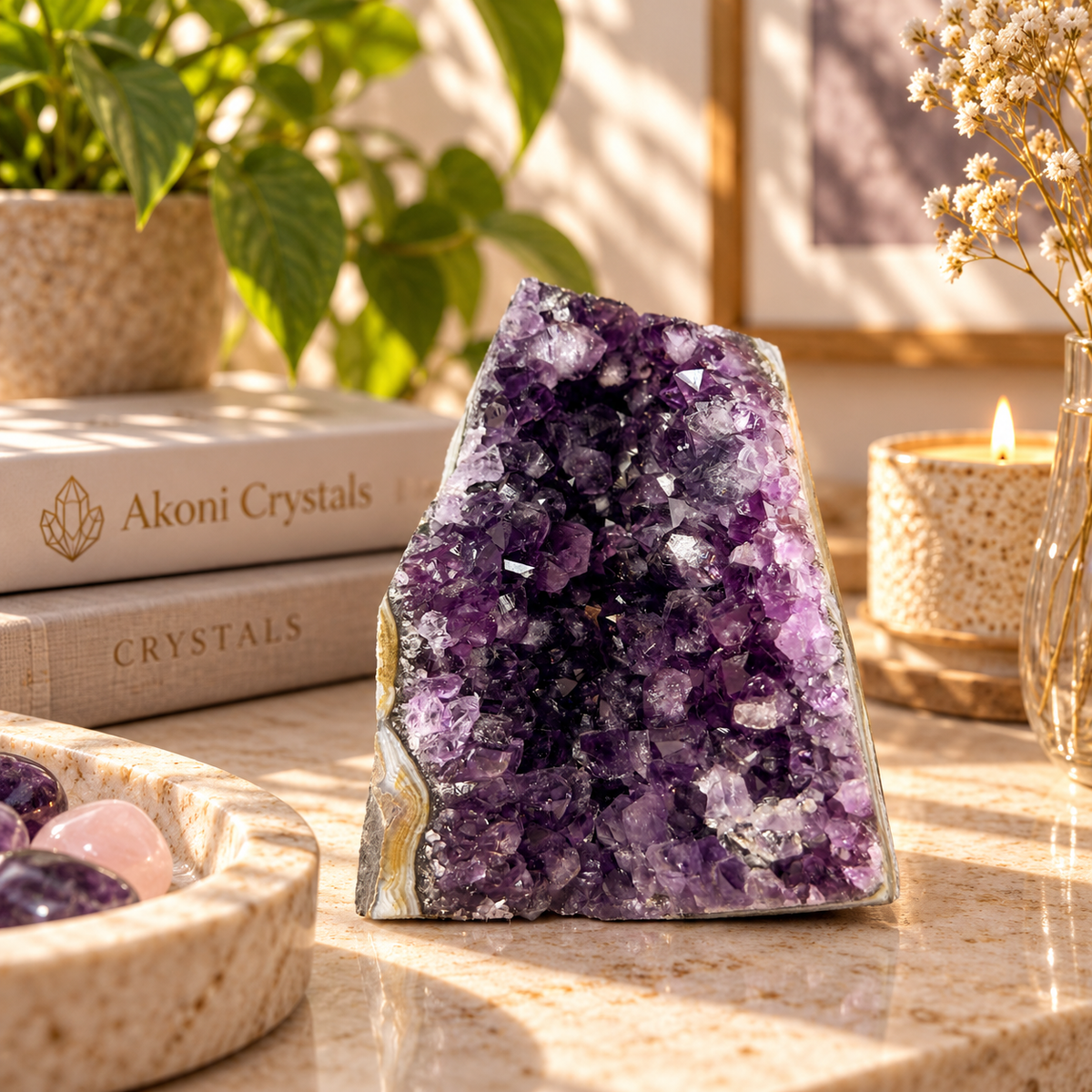 Uruguayan Amethyst Standing Cluster – Deep Purple Crystal Geode