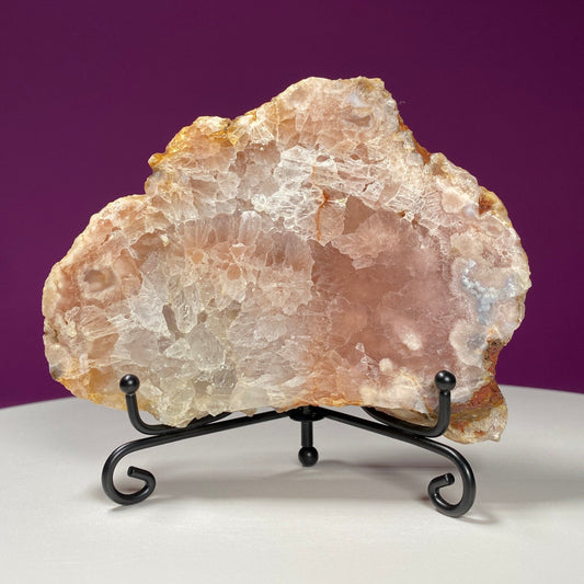 Pink Amethyst Slab (Includes Black Metal Stand)