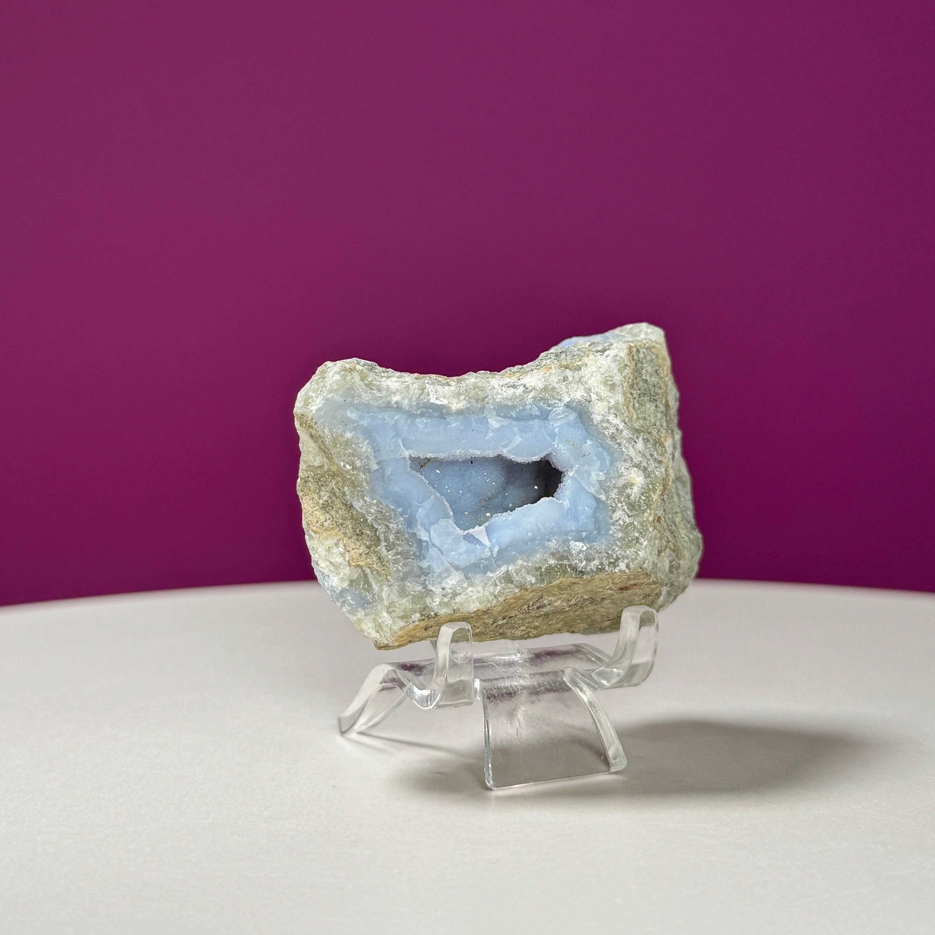 Blue Lace Agate Specimen (Includes Acrylic Stand)