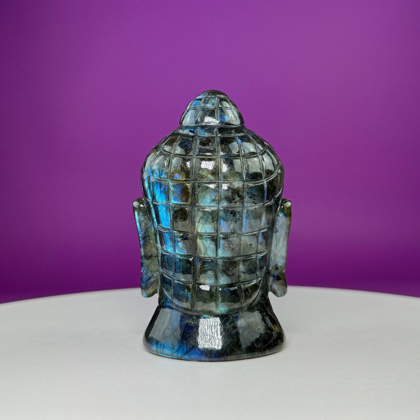 Labradorite Buddha Head Carving