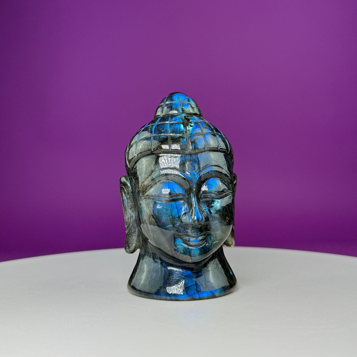 Labradorite Buddha Head Carving