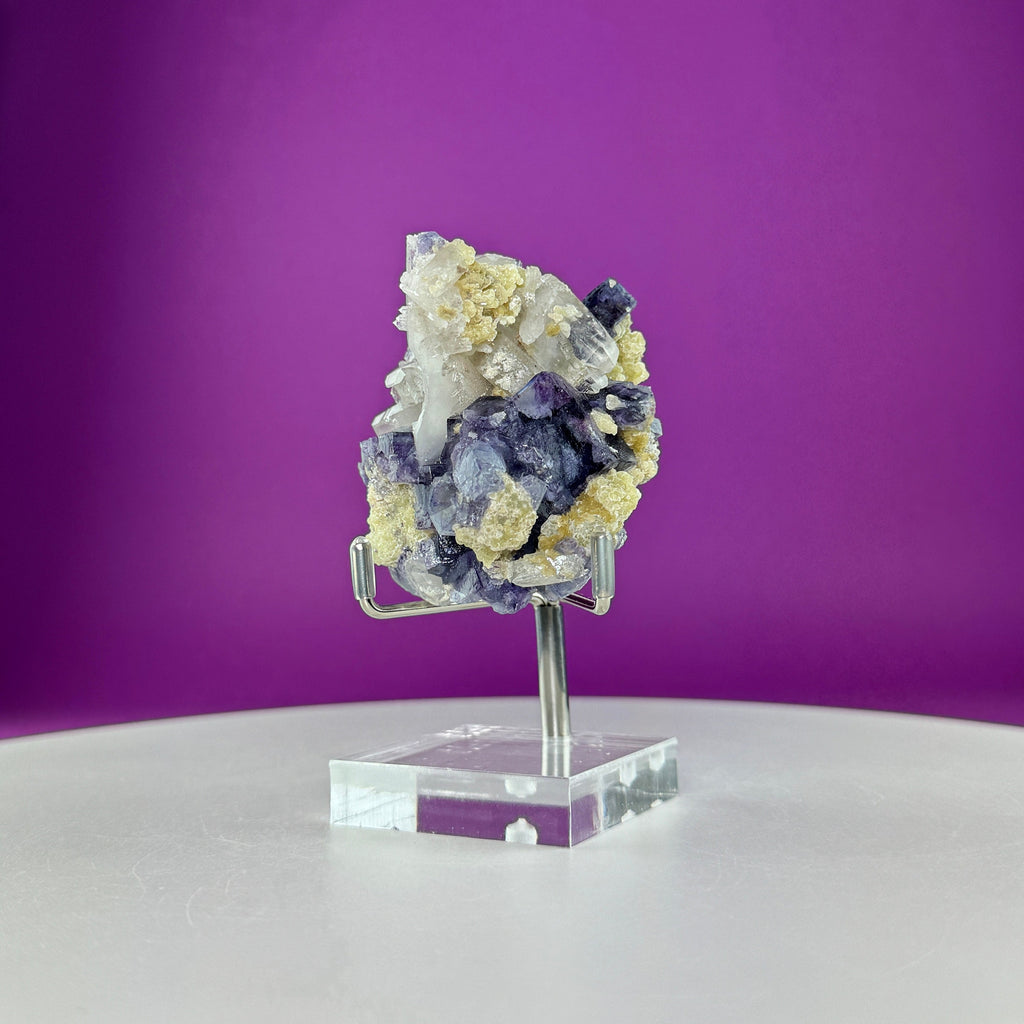 Fluorite/Quartz Specimen (Includes silver metal/acrylic stand)