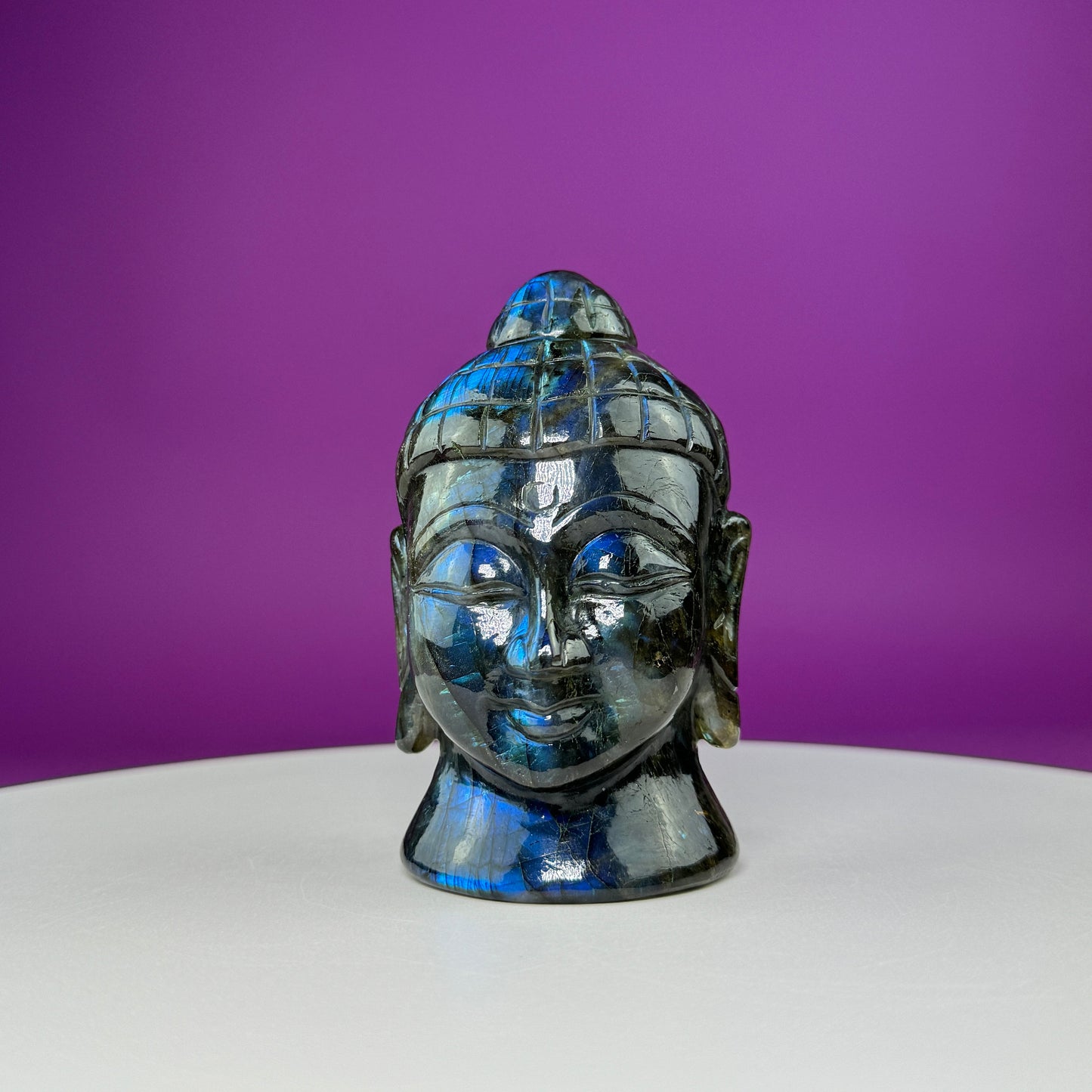 Labradorite Buddha Head Carving