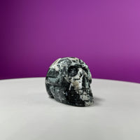 Australian Orbiculite Skull 195g | UV Reactive Crystal Skull | Natural Orbicular Stone Carving