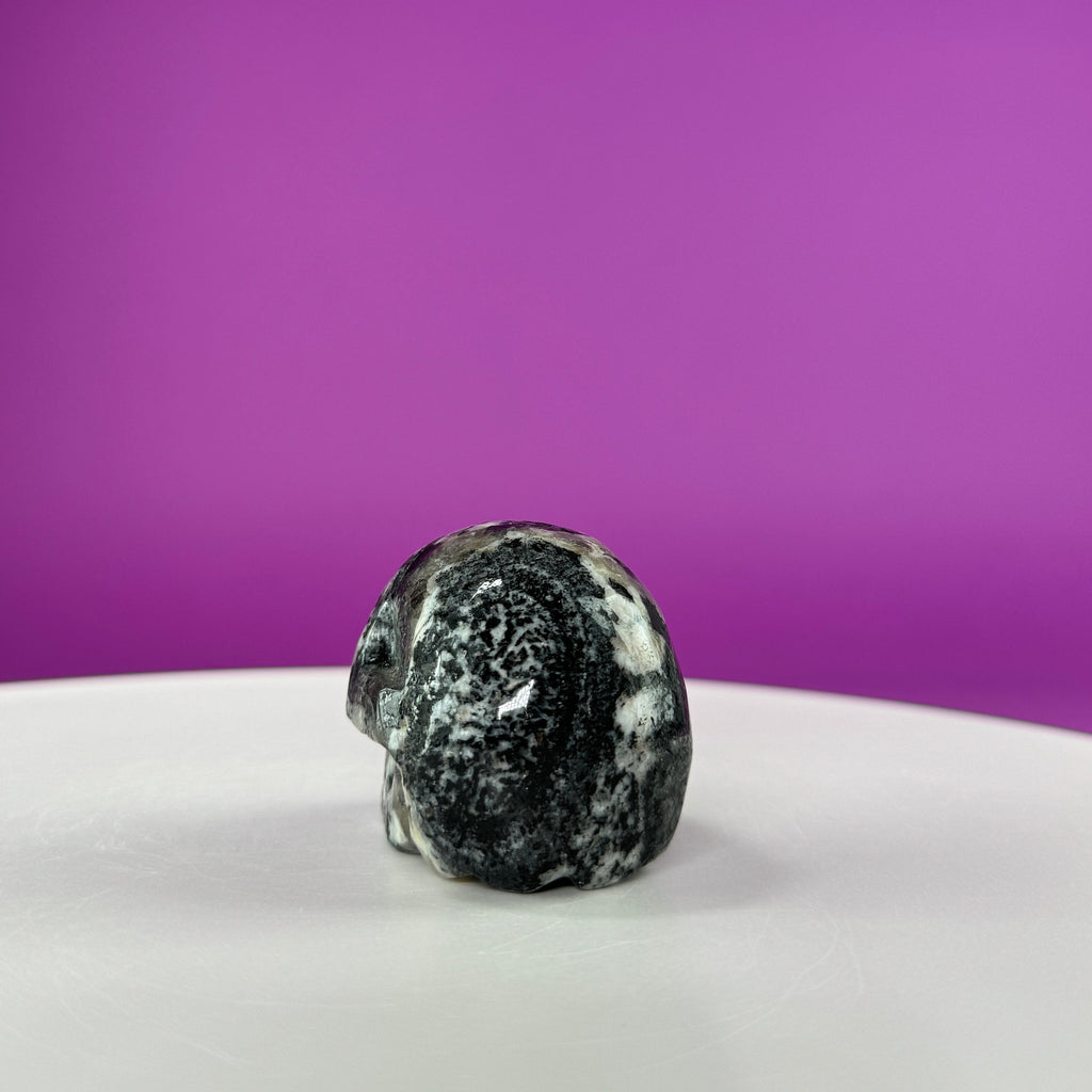 Australian Orbiculite Skull 195g | UV Reactive Crystal Skull | Natural Orbicular Stone Carving