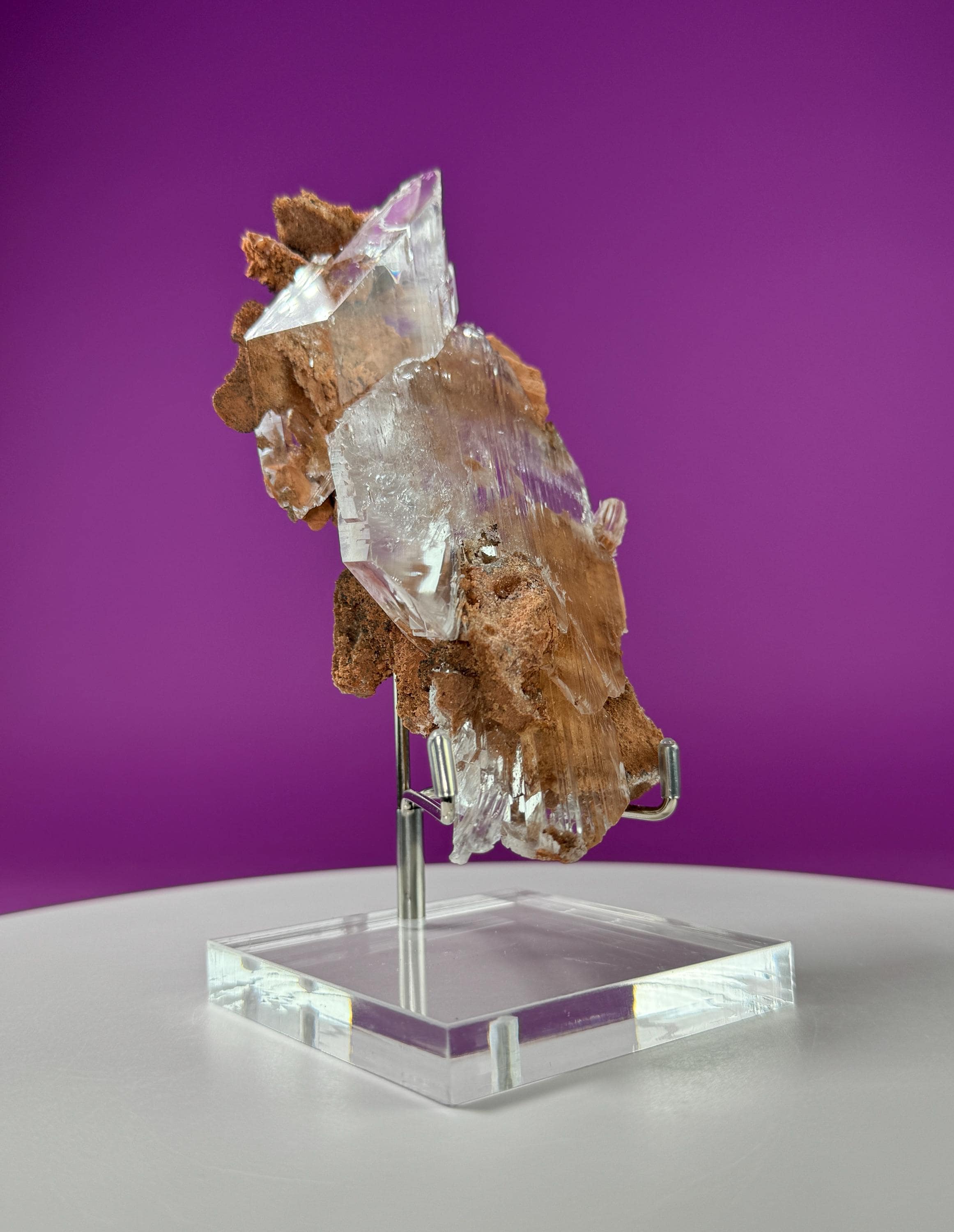 Selenite on Matrix (Bermejillo, Durango, Mexico) (Includes Silver Metal/Acrylic Stand)