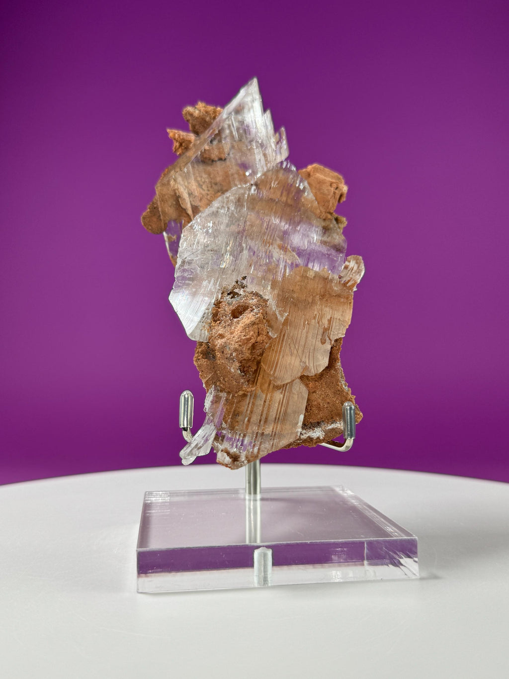 Selenite on Matrix (Bermejillo, Durango, Mexico) (Includes Silver Metal/Acrylic Stand)