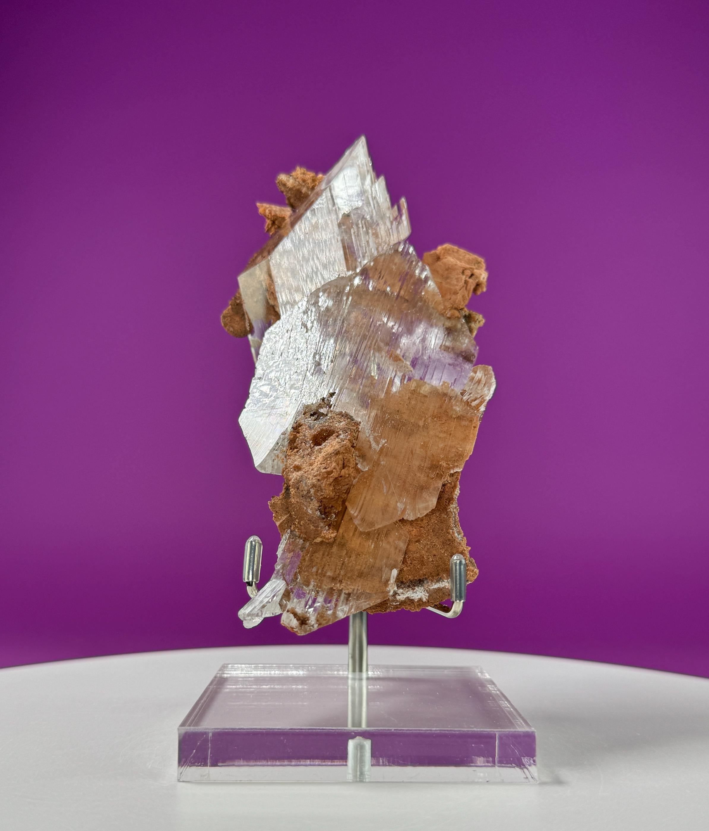 Selenite on Matrix (Bermejillo, Durango, Mexico) (Includes Silver Metal/Acrylic Stand)