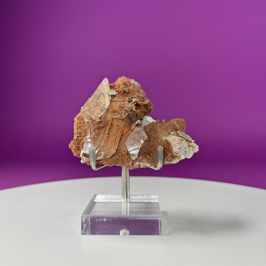 Selenite on Matrix (Bermejillo, Durango, Mexico) (Includes Silver Metal/Acrylic Stand)