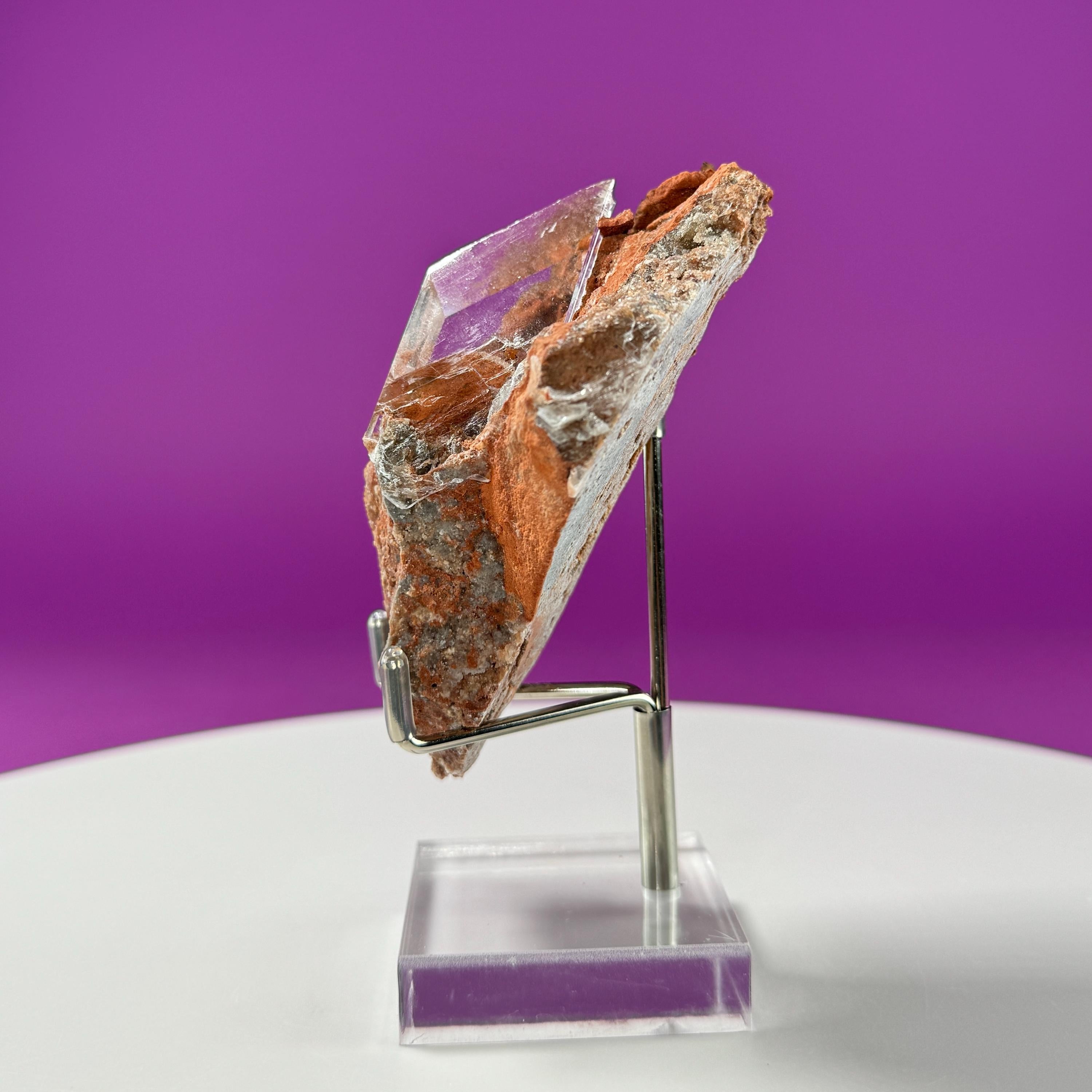 Selenite on Matrix (Bermejillo, Durango, Mexico) (Includes Silver Metal/Acrylic Stand)
