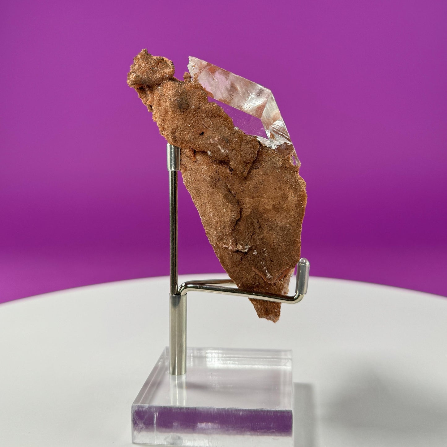 Selenite on Matrix-New Find!!! (Bermejillo, Durango, Mexico) (Includes Silver Metal/Acrylic Stand)