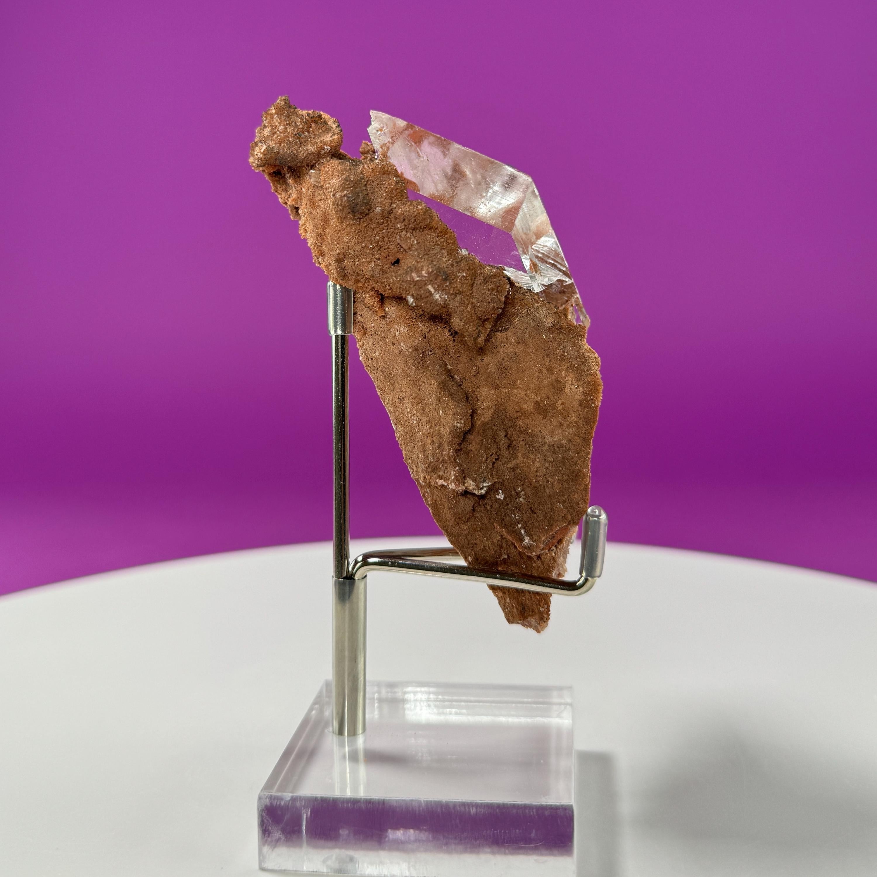 Selenite on Matrix (Bermejillo, Durango, Mexico) (Includes Silver Metal/Acrylic Stand)