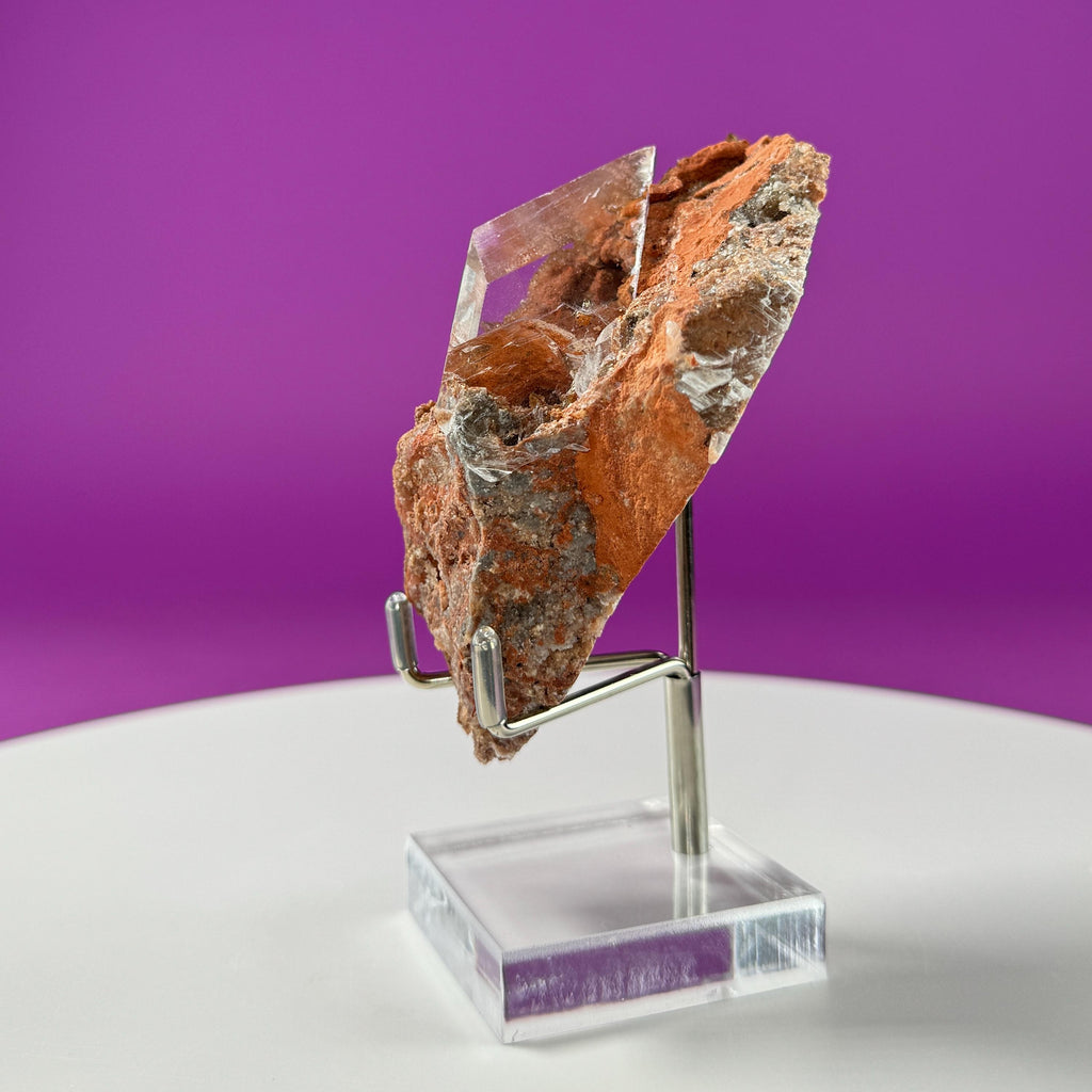 Selenite on Matrix (Bermejillo, Durango, Mexico) (Includes Silver Metal/Acrylic Stand)