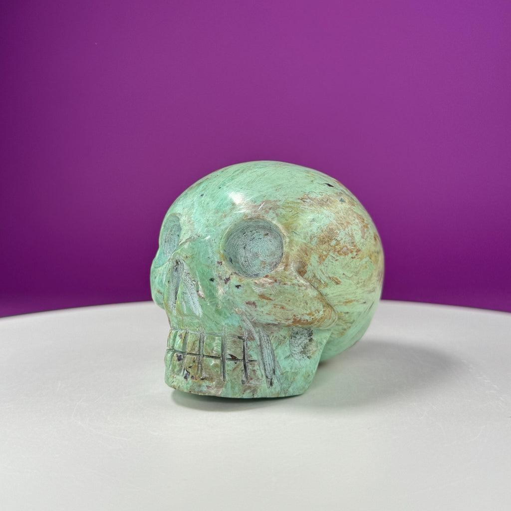 Chrysocolla Skull – 508g Hand Carved Crystal Skull