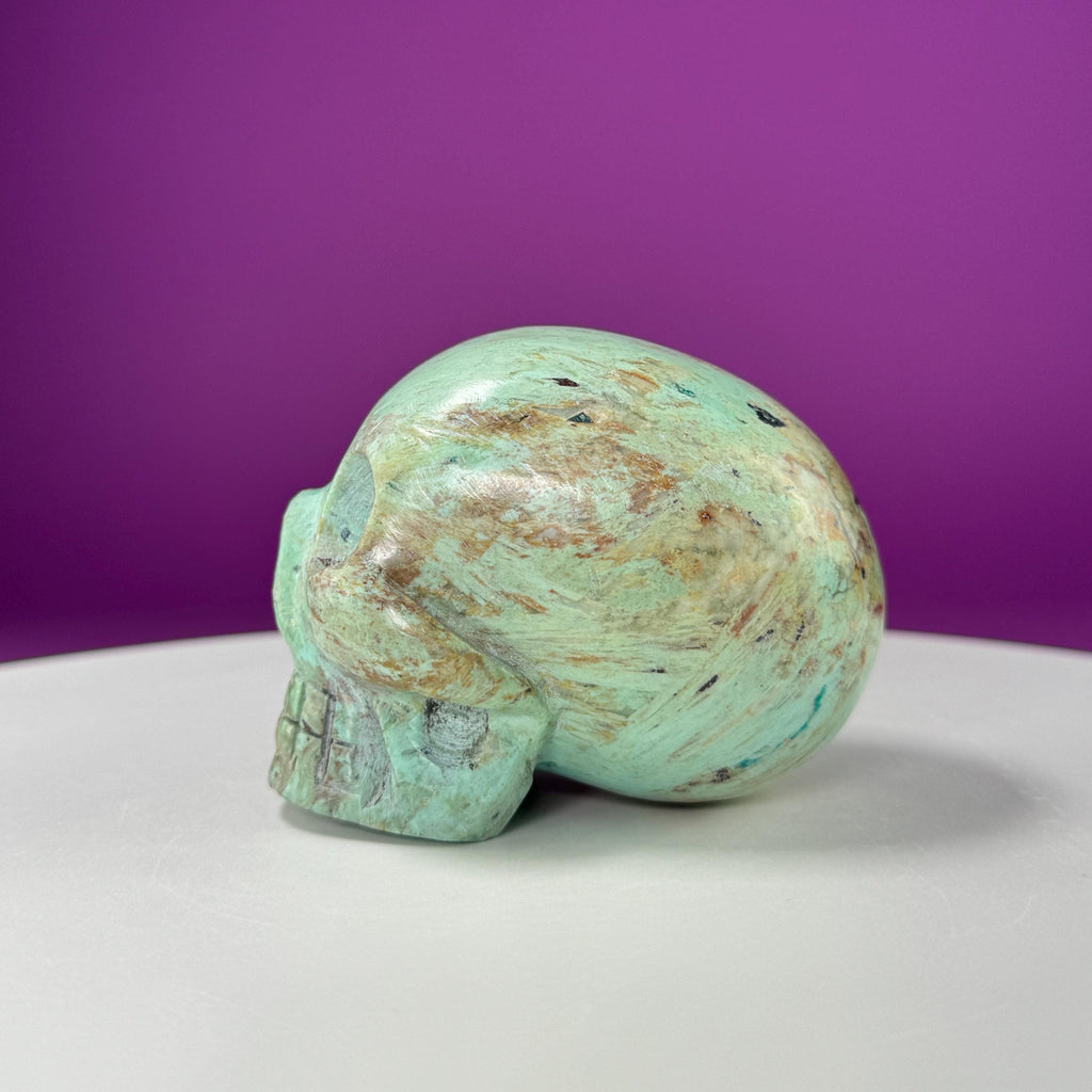 Chrysocolla Skull – 508g Hand Carved Crystal Skull