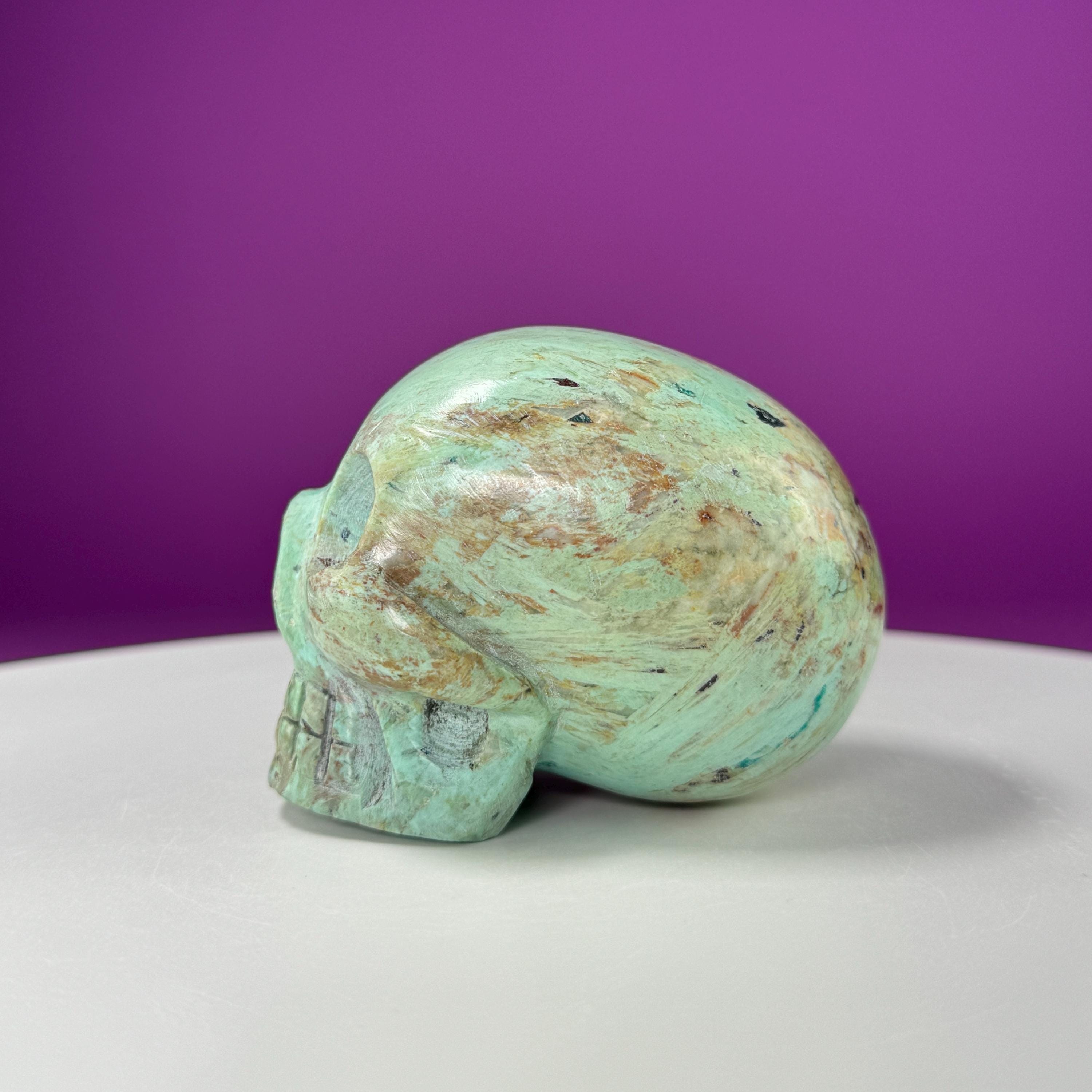 Chrysocolla Skull – 508g Hand Carved Crystal Skull