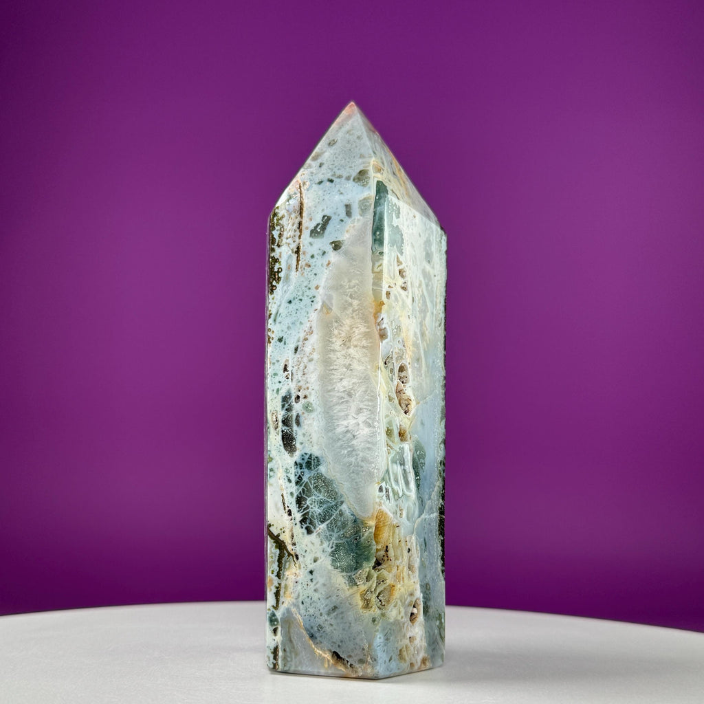 Large Ocean Jasper Tower – 873g Natural Crystal Point