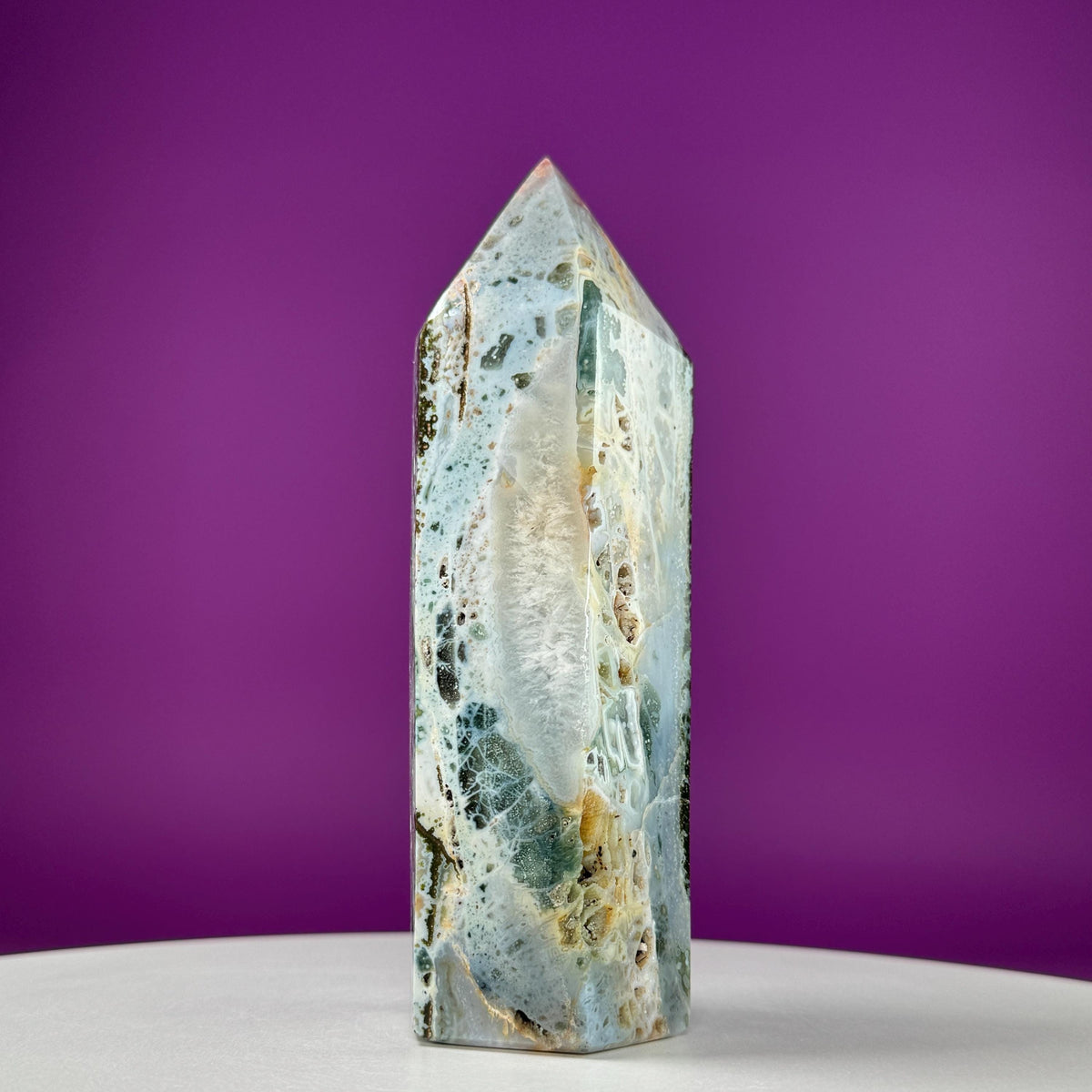 Large Ocean Jasper Tower – 873g Natural Crystal Point