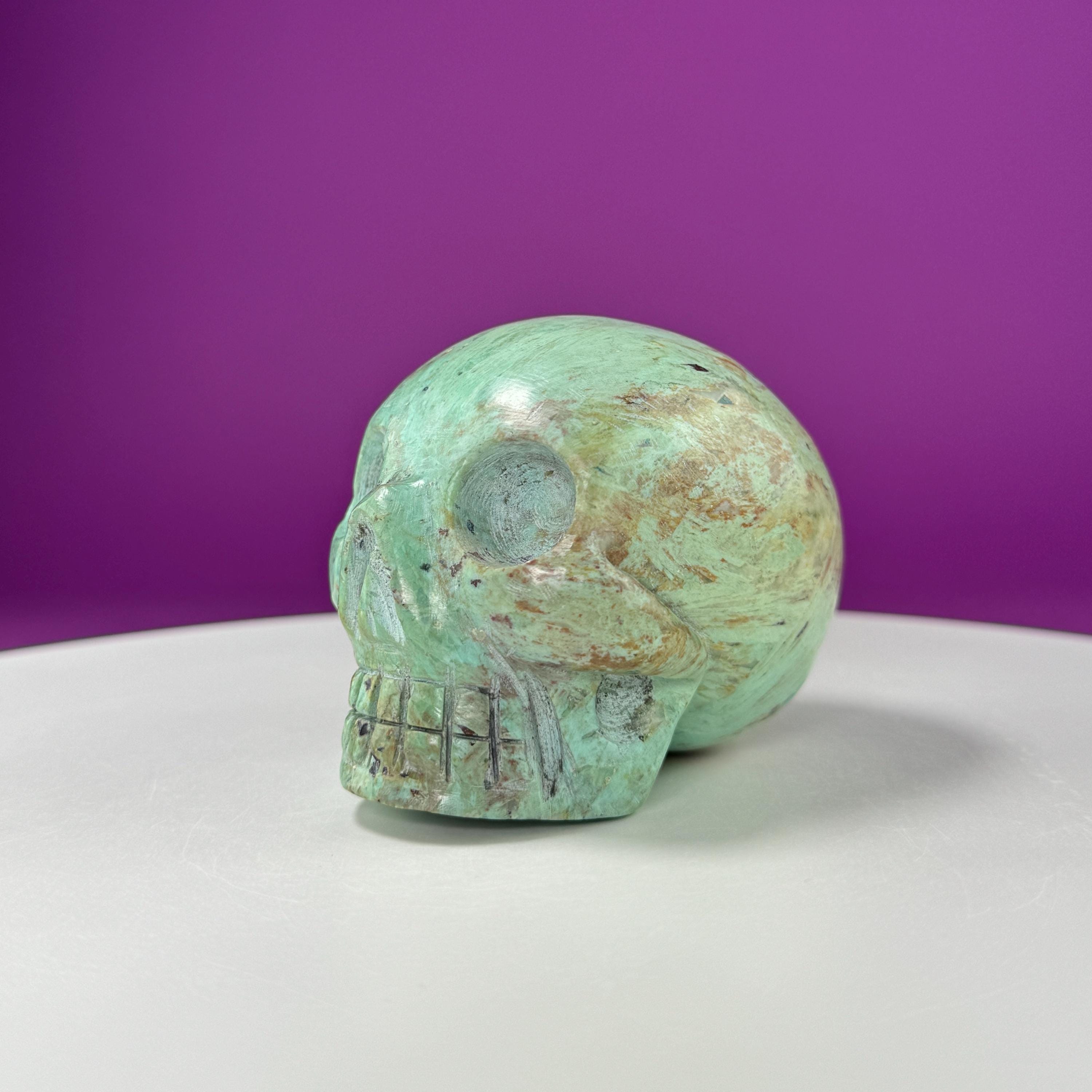 Chrysocolla Skull – 508g Hand Carved Crystal Skull