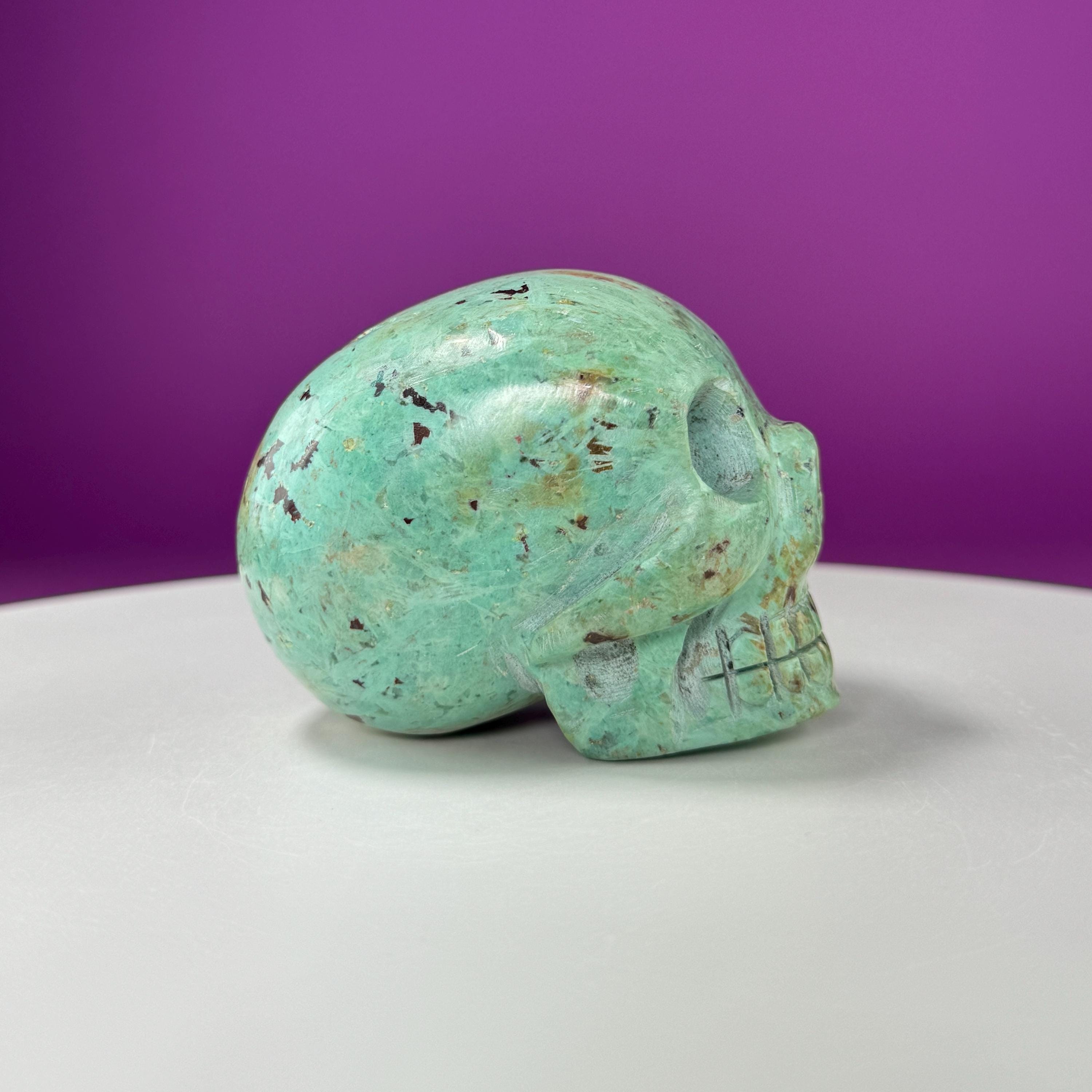 Chrysocolla Skull – 508g Hand Carved Crystal Skull