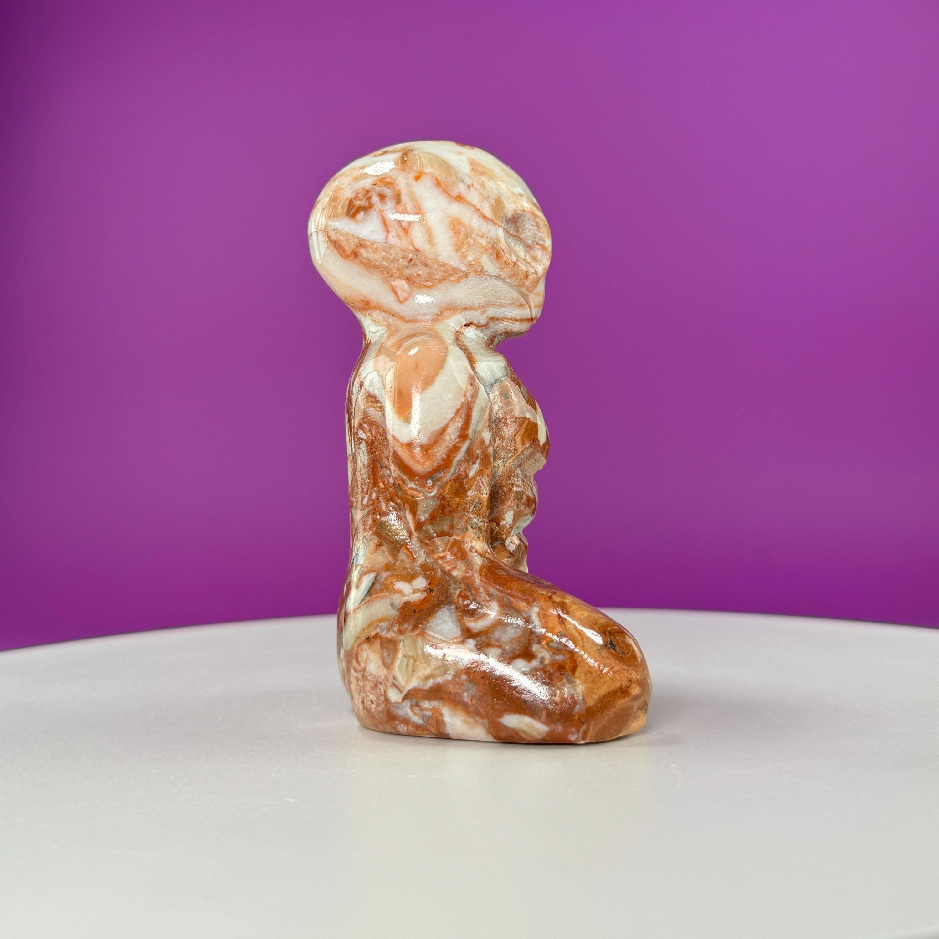 Chocolate Calcite Yoga Alien Carving