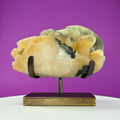 Honey Calcite Specimen from Uruguay with Custom Metal Stand