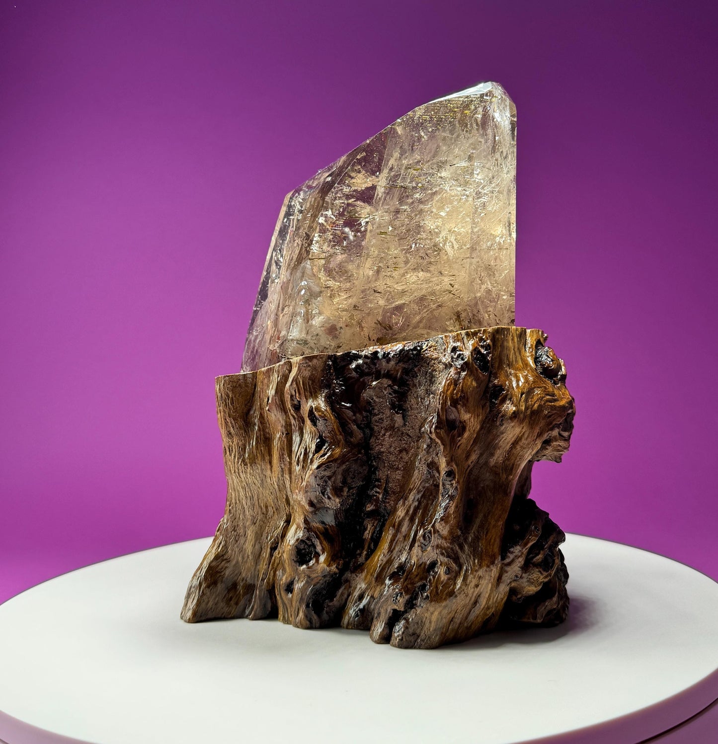 Silver Rutile Quartz with Garden and Custom Root Stand  Collectors Crystal