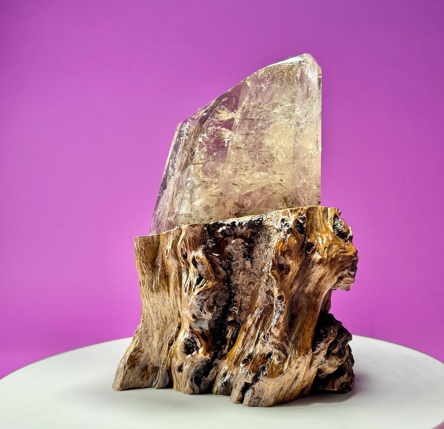 Silver Rutile Quartz with Garden and Custom Root Stand  Collectors Crystal