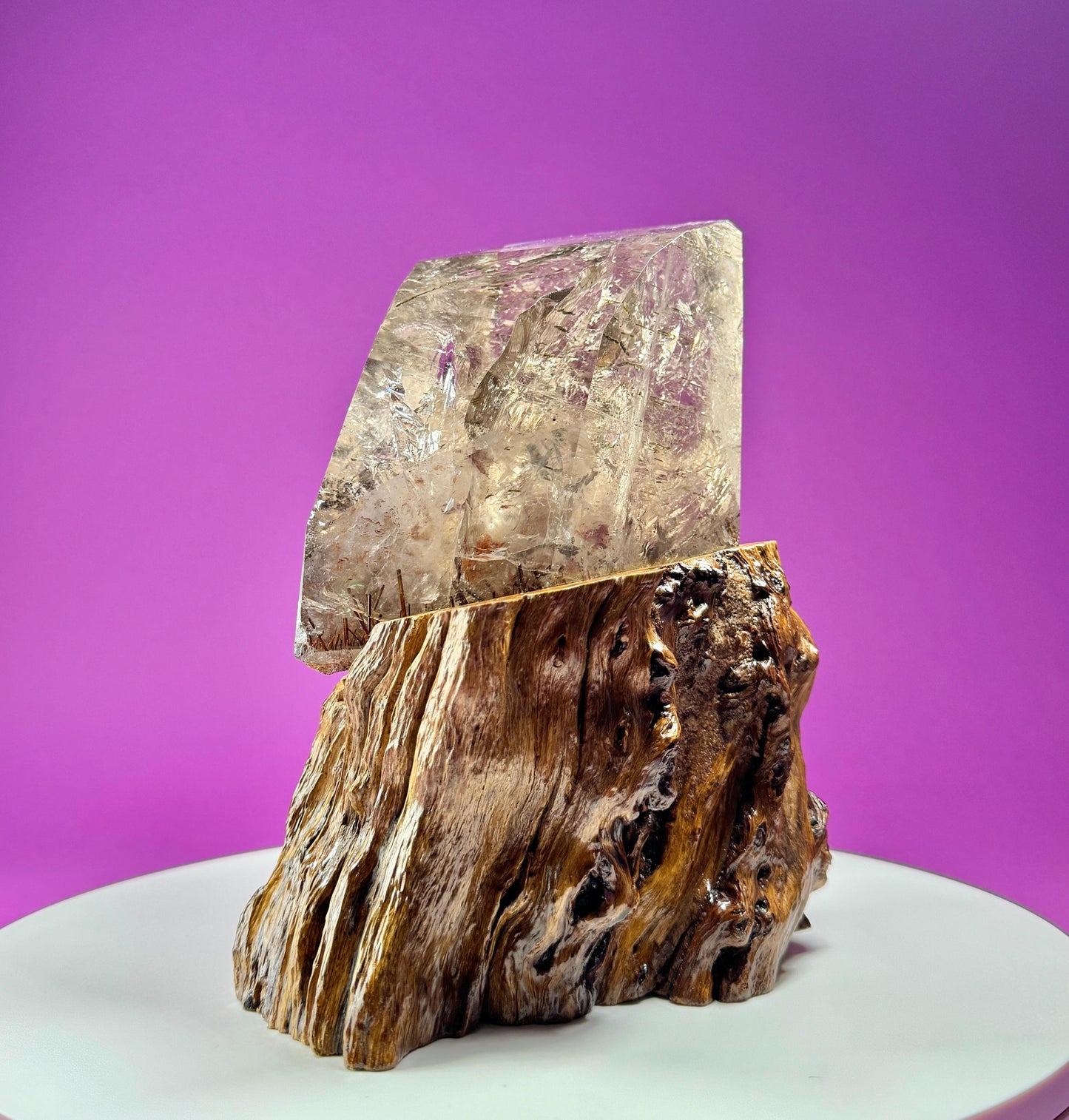 Silver Rutile Quartz with Garden and Custom Root Stand  Collectors Crystal