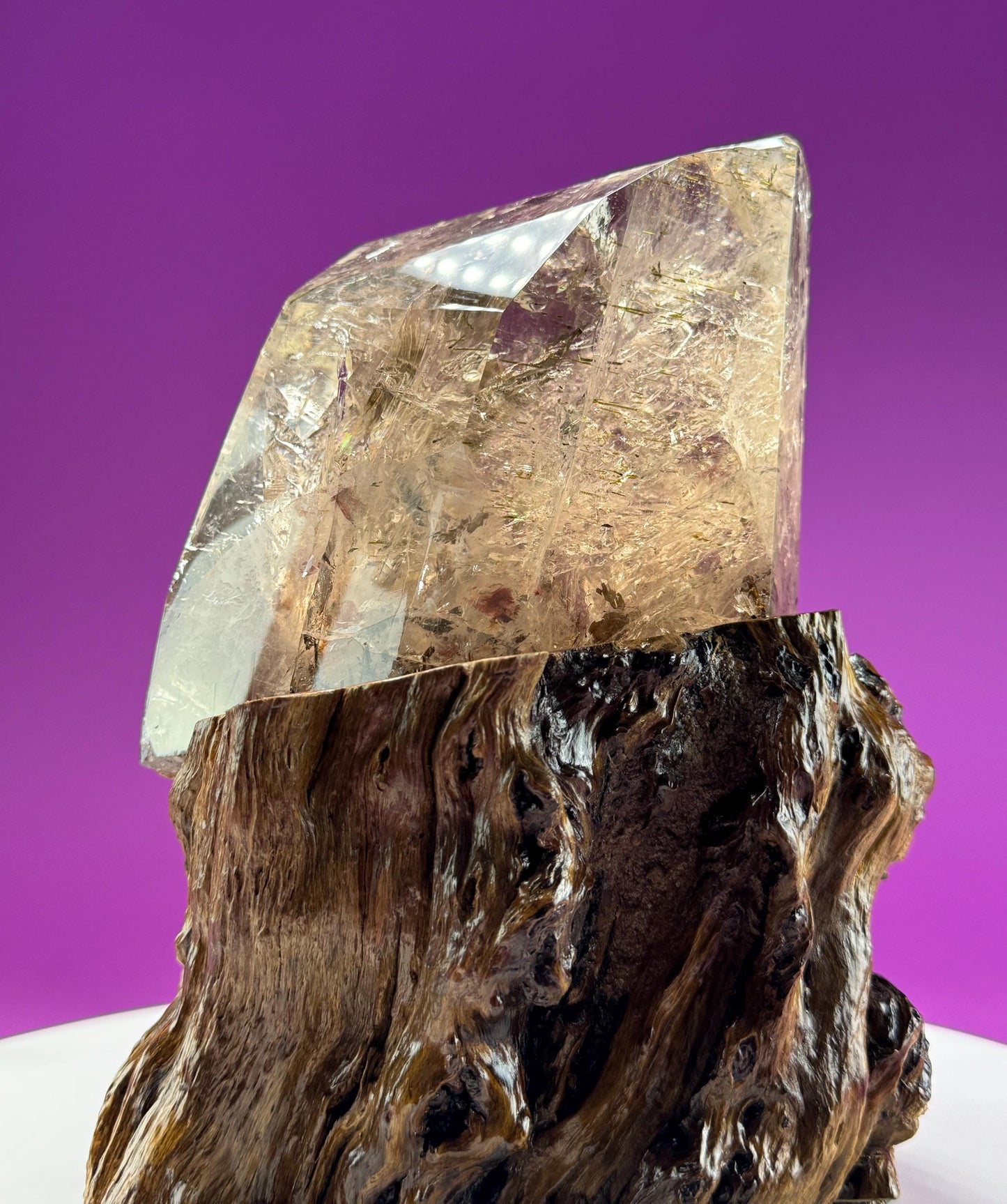 Silver Rutile Quartz with Garden and Custom Root Stand  Collectors Crystal