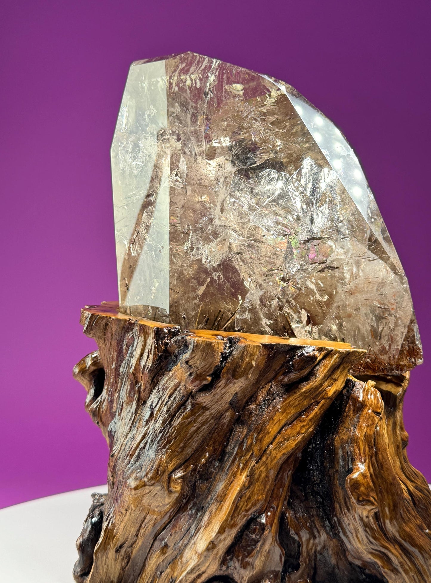Silver Rutile Quartz with Garden and Custom Root Stand  Collectors Crystal
