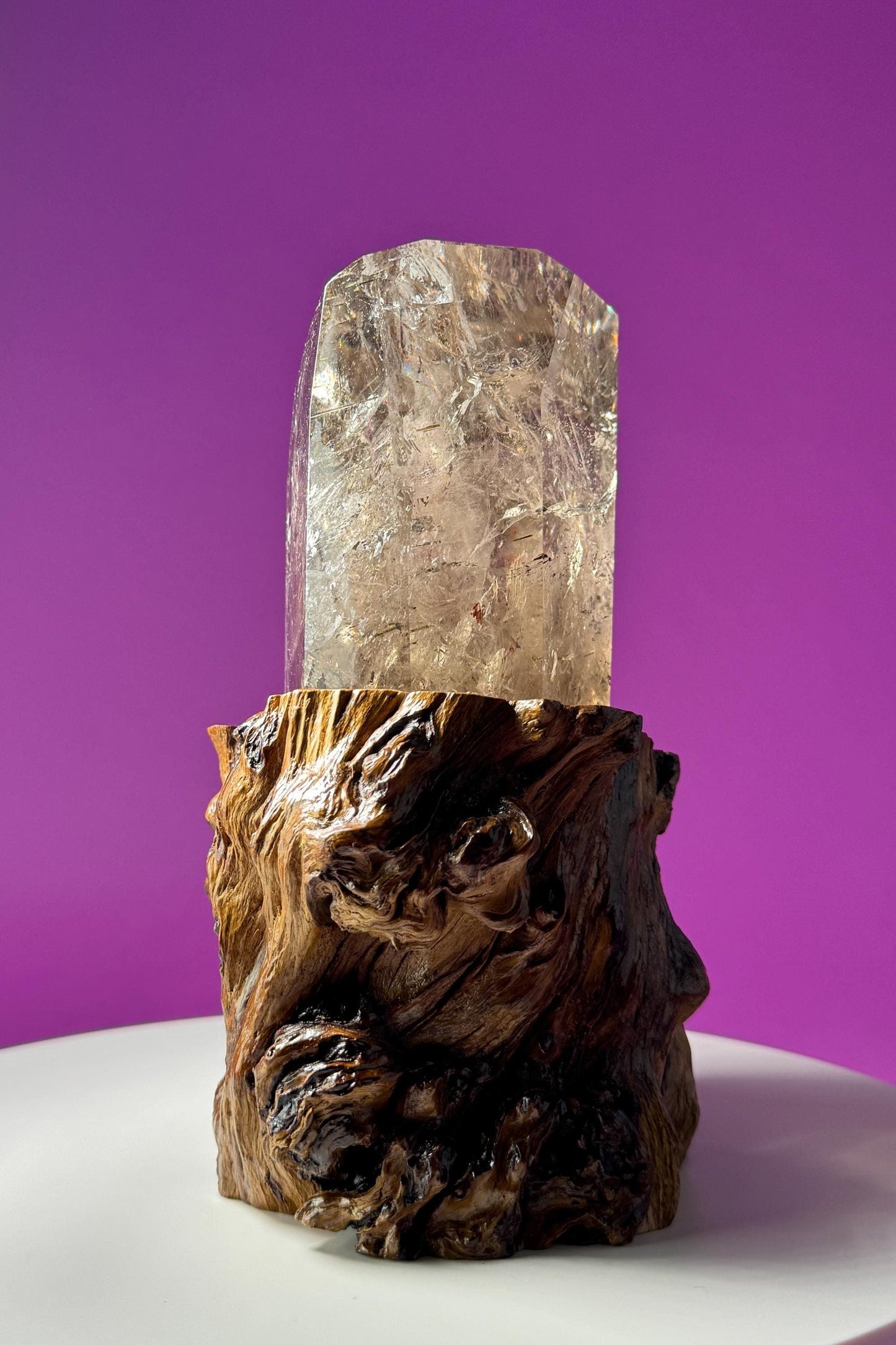 Silver Rutile Quartz with Garden and Custom Root Stand  Collectors Crystal