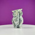 Serpentine with Quartz Owl Carving