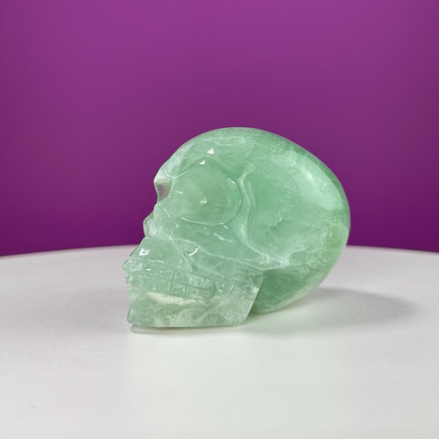 Green Fluorite Skull Carving (UV Reactive)